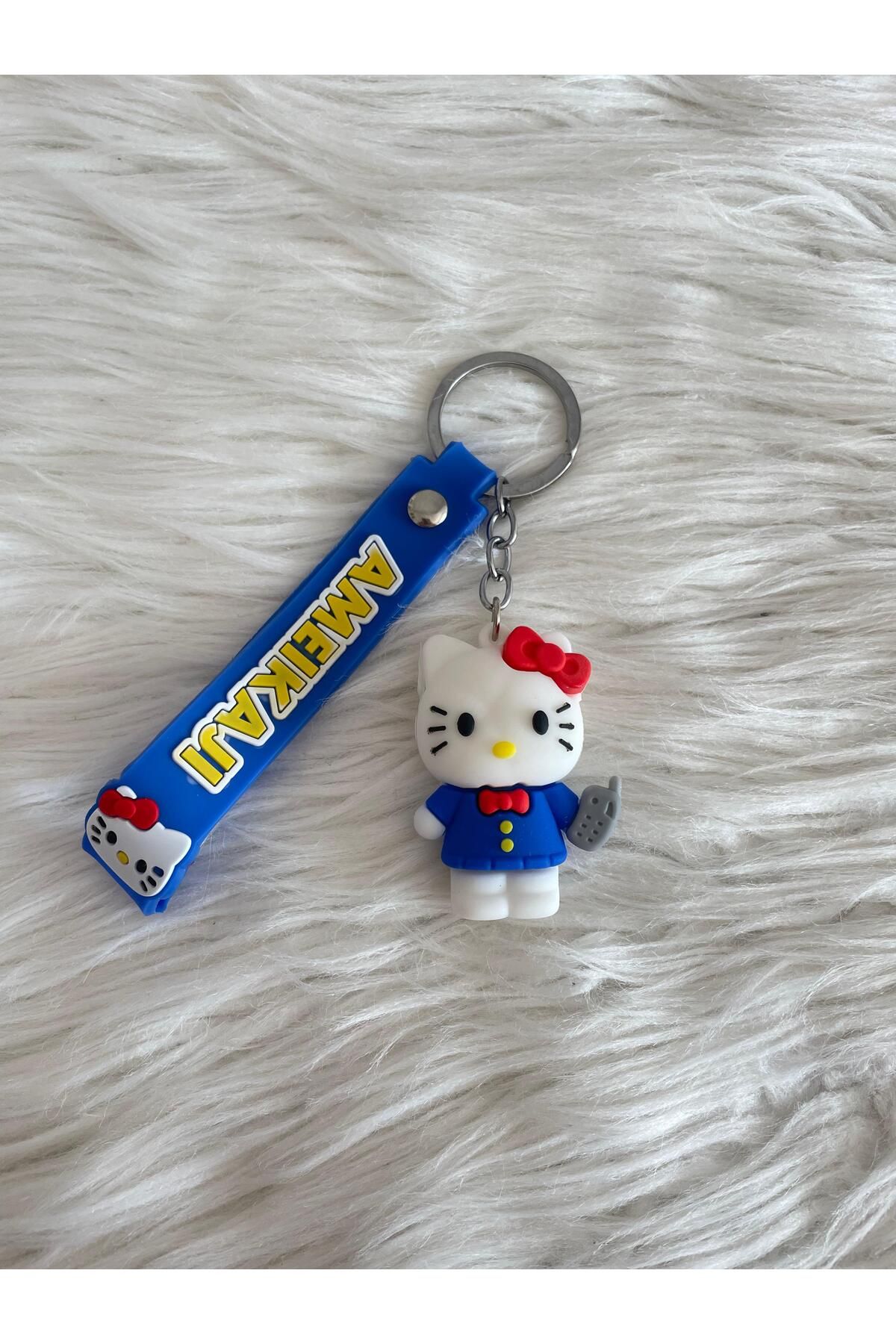 Minik Tutku Hello Kitty Sevimli 3D Silikon Anahtarlık Ve Çanta Aksesuarı
