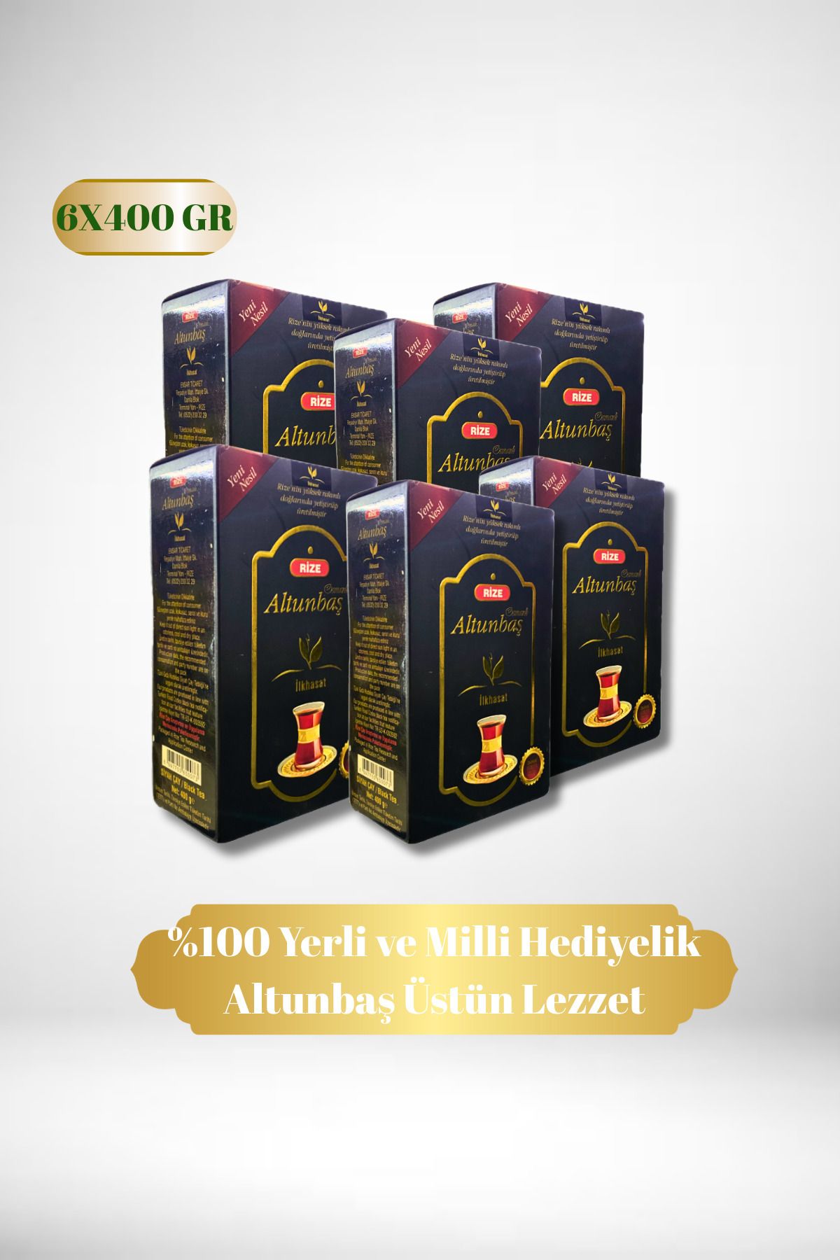 Rize Osmanlı Altunbaş hediyelik 6x 400 gr siyah dökme çay