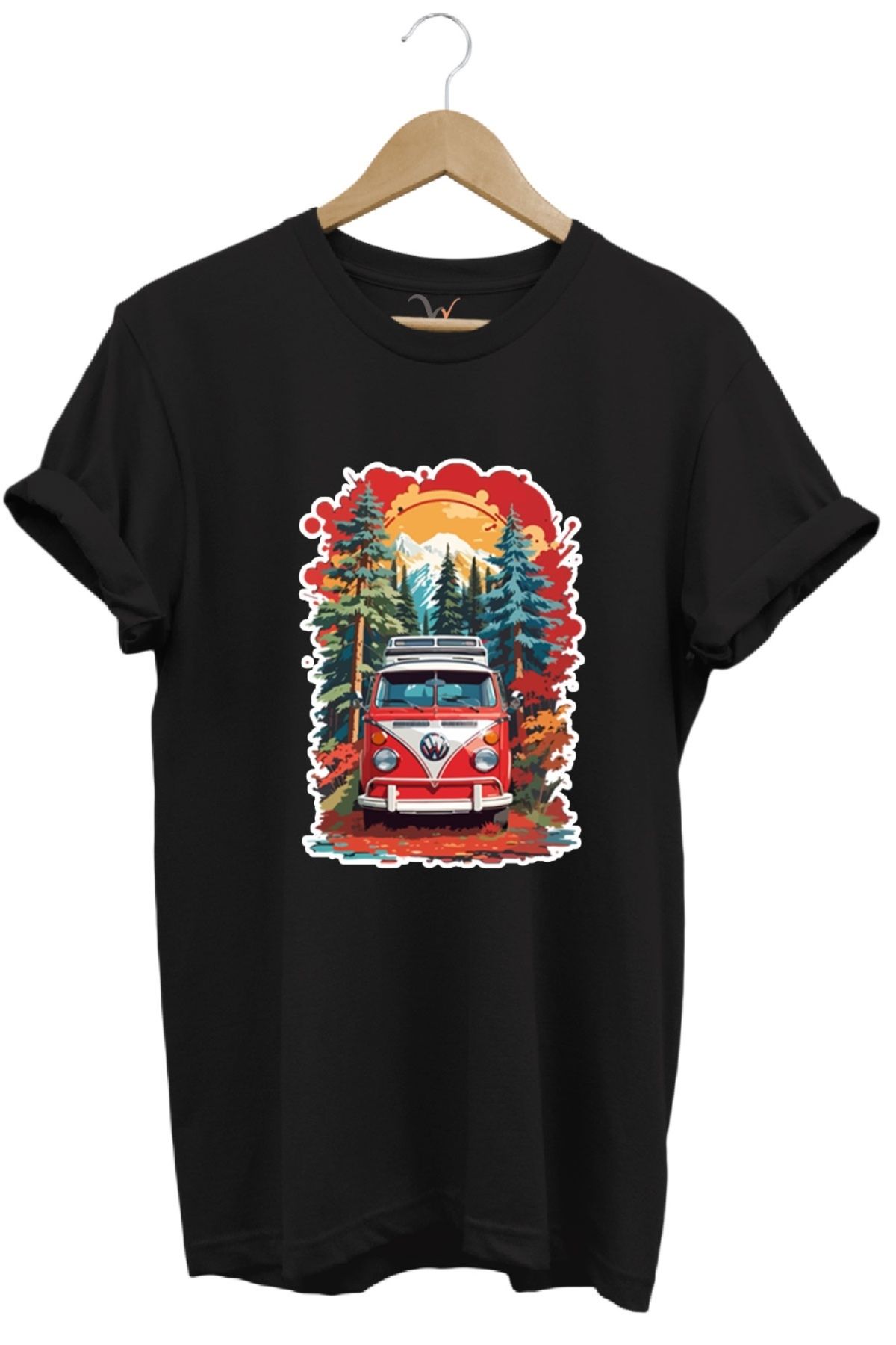 MODA Volkswagen Karavan %100 Pamuk Bisiklet Yaka Basic T-shirt