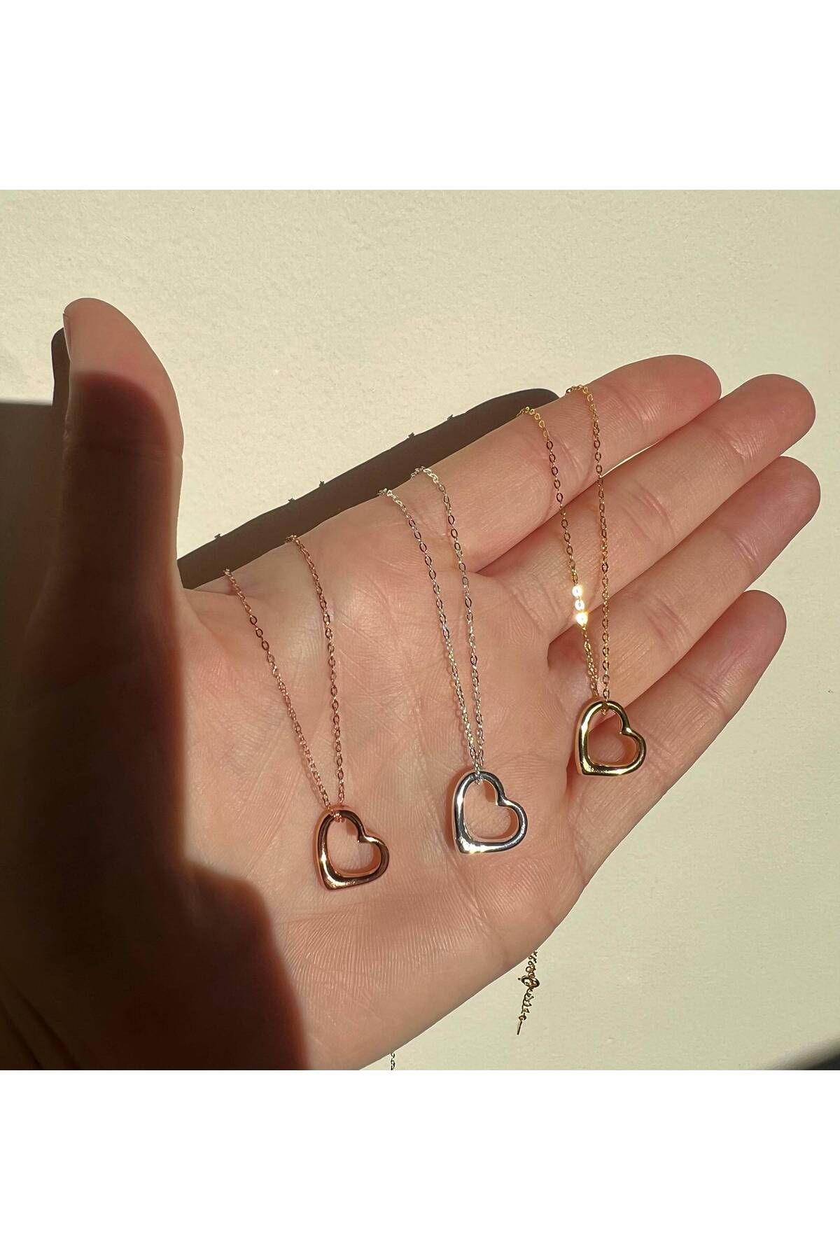 VESTA JEWELRY 925 Ayar Gümüş Kadın Kalp Model Altın Kaplamalı Kolye