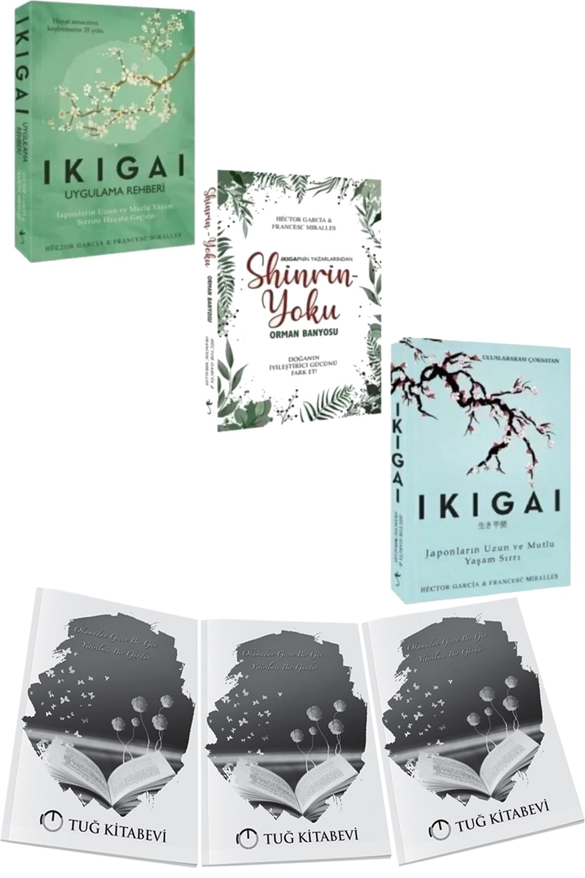 İndigo Kitap Ikigai Set 3 Kitap Uygulama Rehberi Shinrin Yoku Japonların Uzun ve Mutlu Yaşama Sırrı + Hediyeli