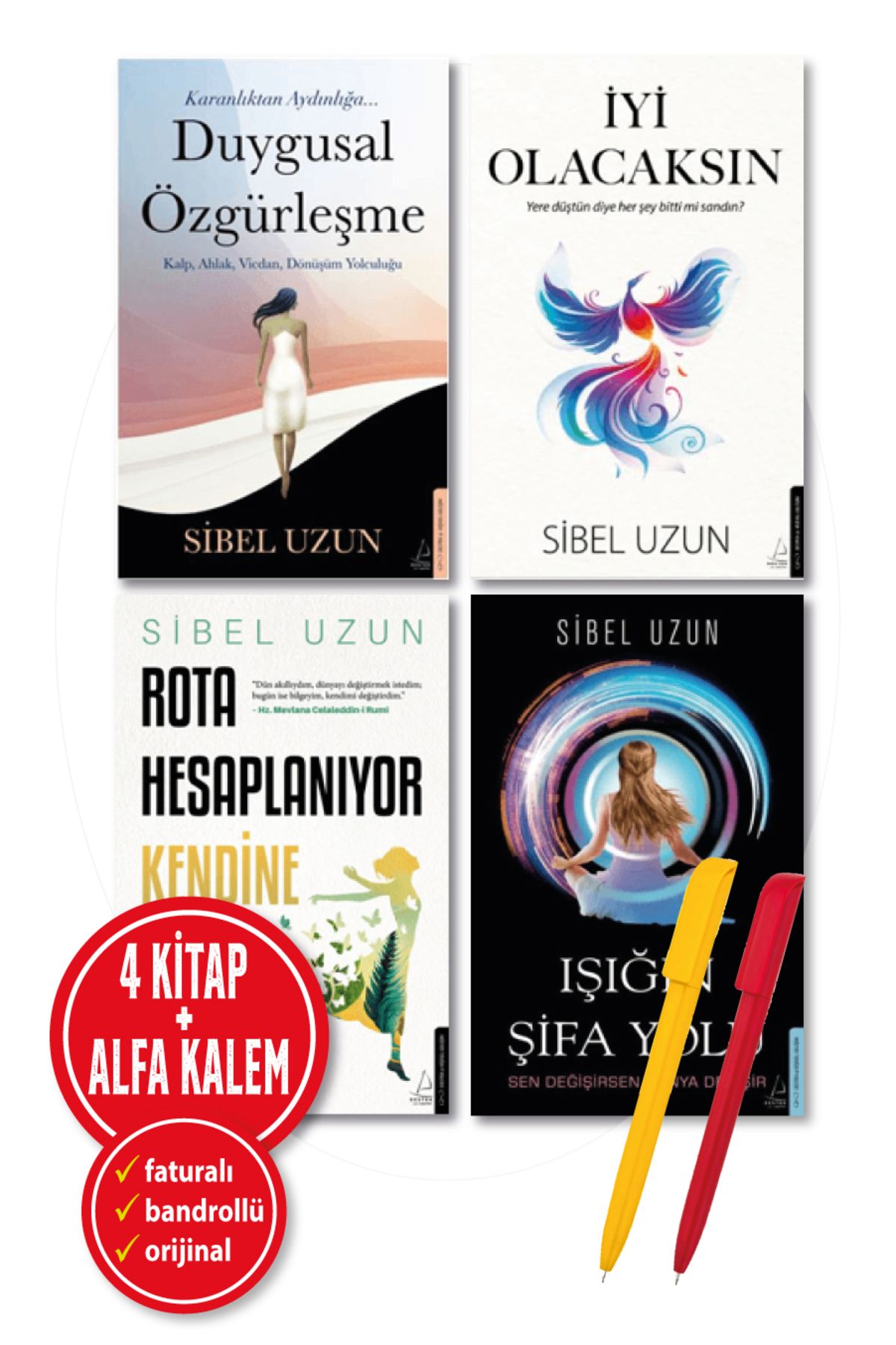 Destek Yayınları Alfa Kalem+ Sibel Uzun 4 Kitap (Duygusal Özgürleşme+İyi Olacak+Rota Hesap+Işığın Şifa)-YENİ-Kişisel