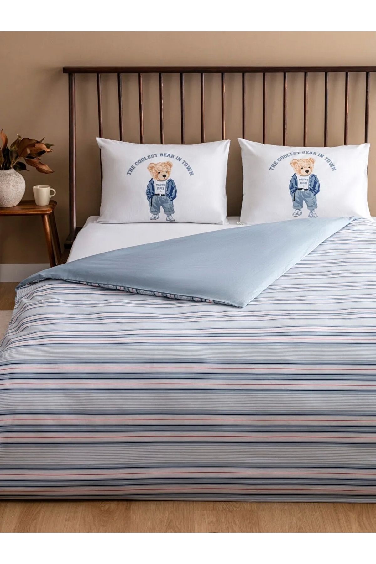 LC Waikiki LCW HOME Karişik Ayı Teddy Baskılı %100 Pamuklu Çift Kişilik Nevresim Seti