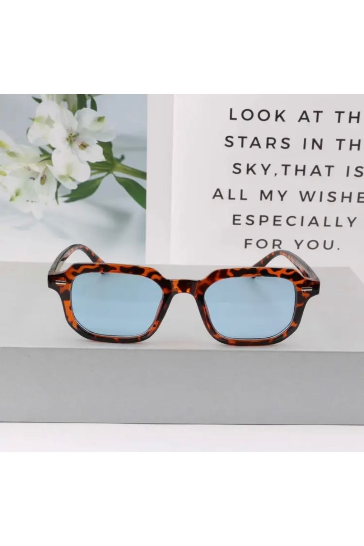 Accessories Vanilla Avenue 2025 Moda Unisex Büyük Çerçeve Mavi Leopar Retro Aksesuar Gözlük