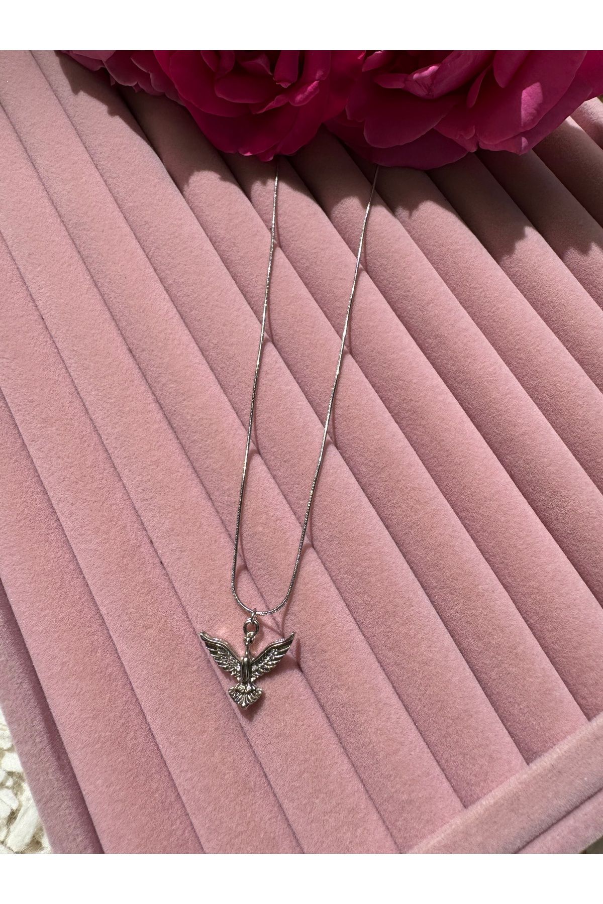 Gleemy accesories İnce zarif gümüş zincir ile anka kuşu şık kolye
