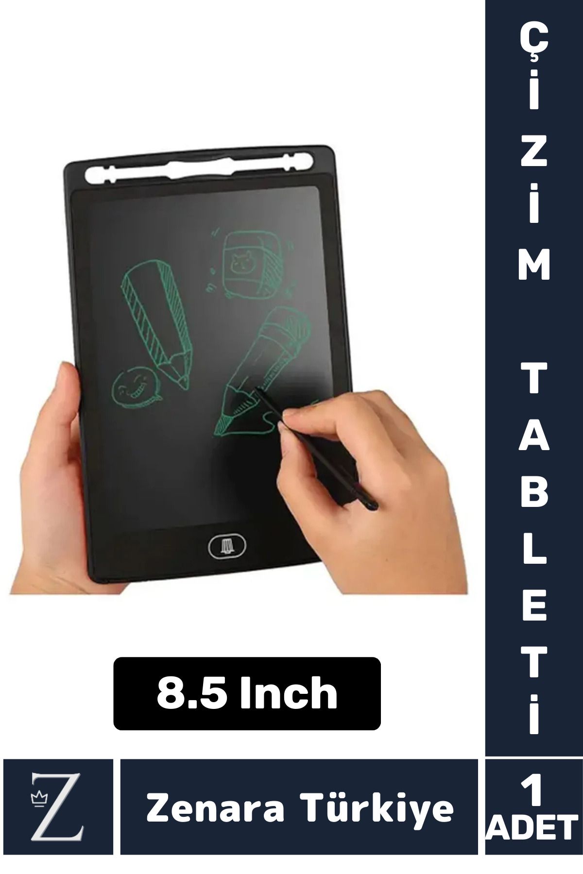 Zenara Premium Dijital Silgili Kalemli Çocuk Eğitim Tableti Grafik Ders Not Ödev Resim LCD Writing Tablet