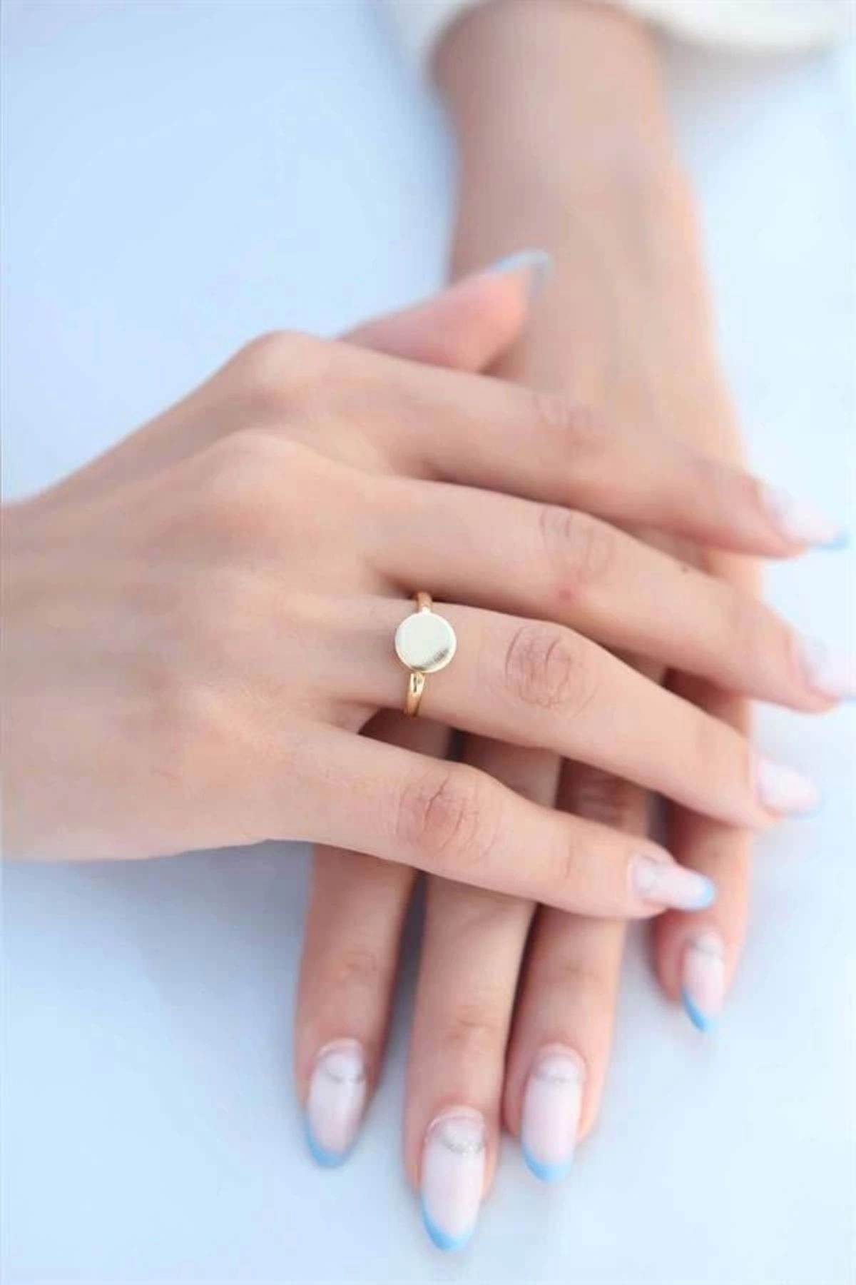Lale Moda Daire Plaka Gold Renk Kadın Yüzük