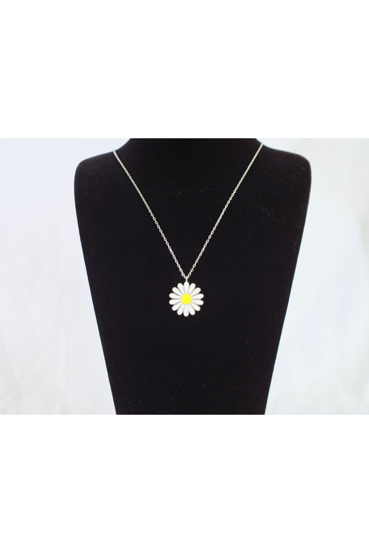 Marmaris Jewellery 925 Ayar Kadın Gümüş Kolye Papatya Motifli Zarif Hayalet Zincir Kadın Model