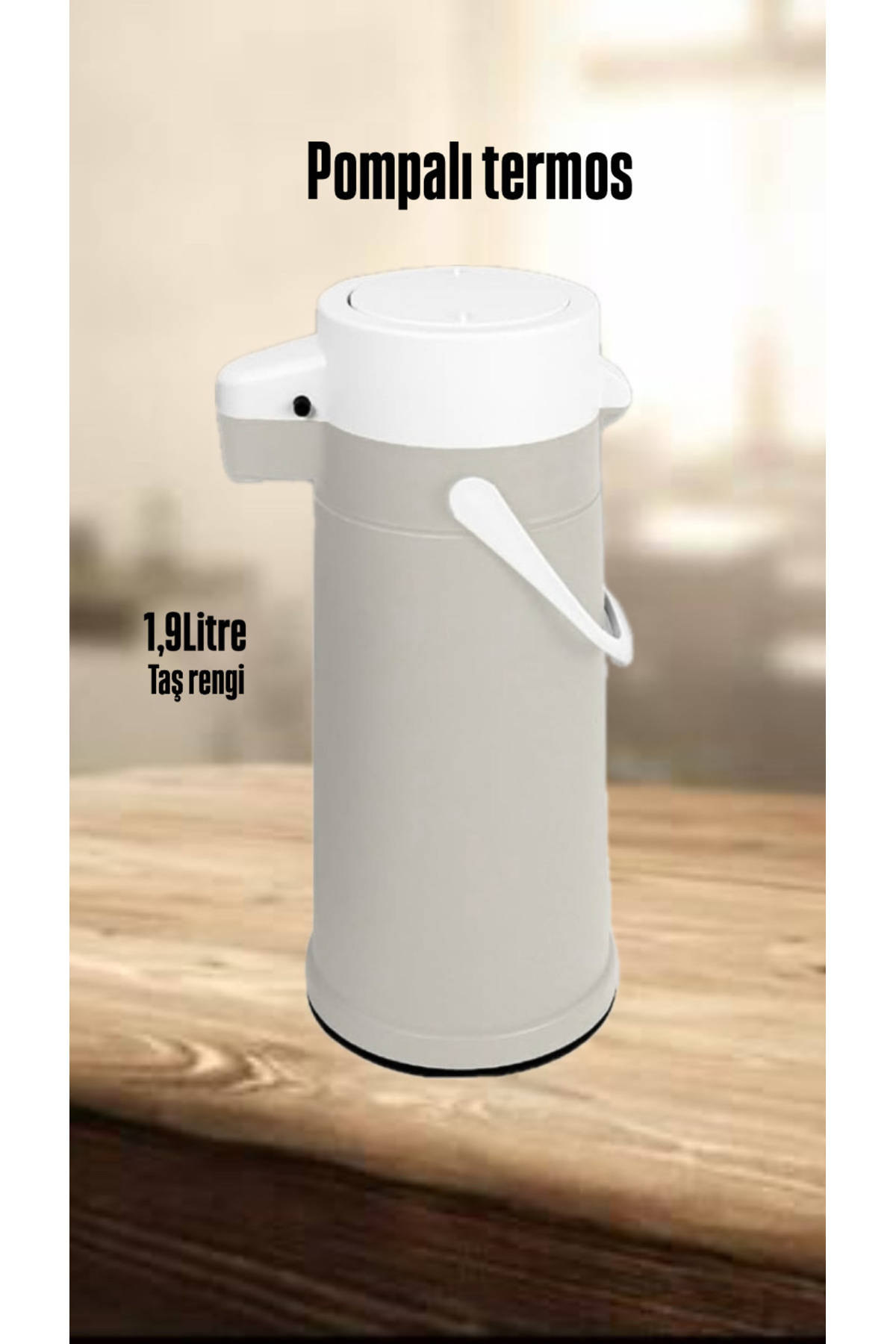 Petek Collection Pompalı termos 1,9L (taş rengi) sıcak,soğuk