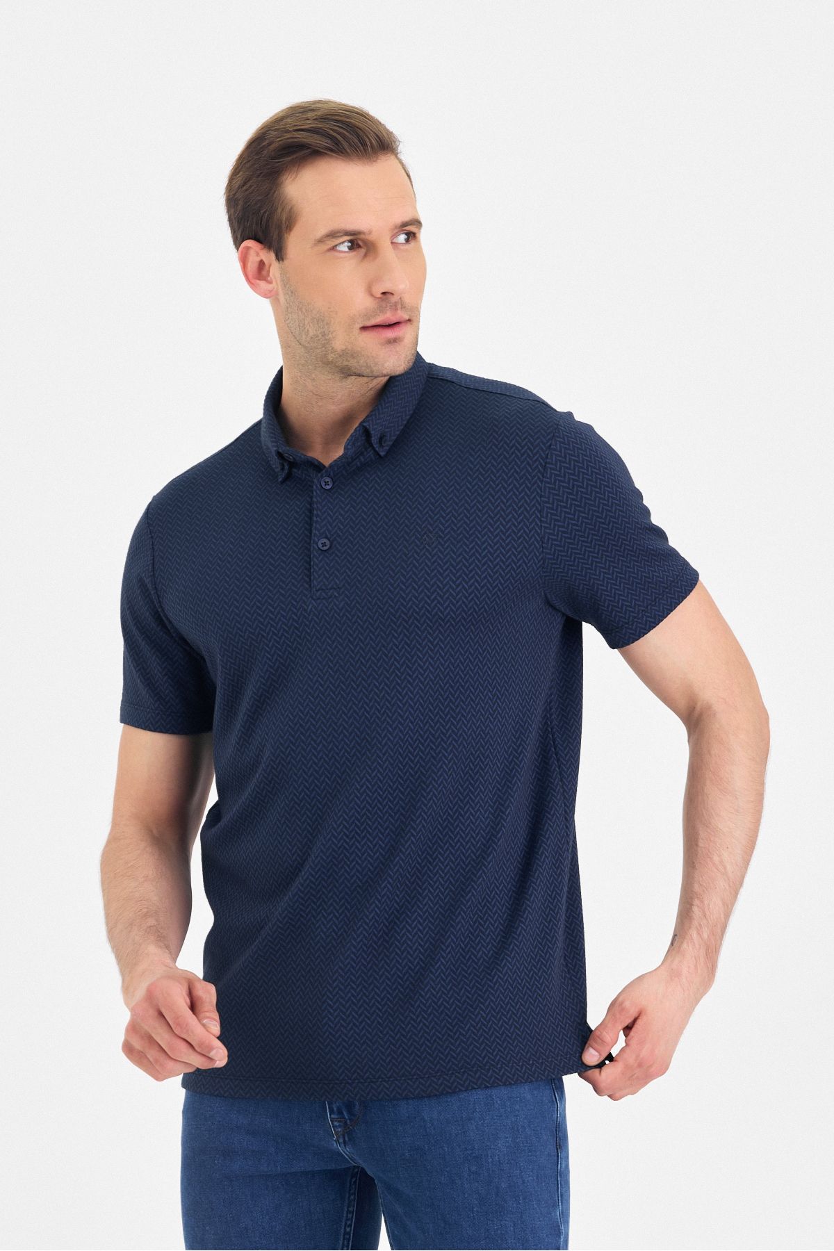 ENQUE Erkek Basic Kıvrılmaz Polo Yaka Pamuklu Slim Fit Tişört