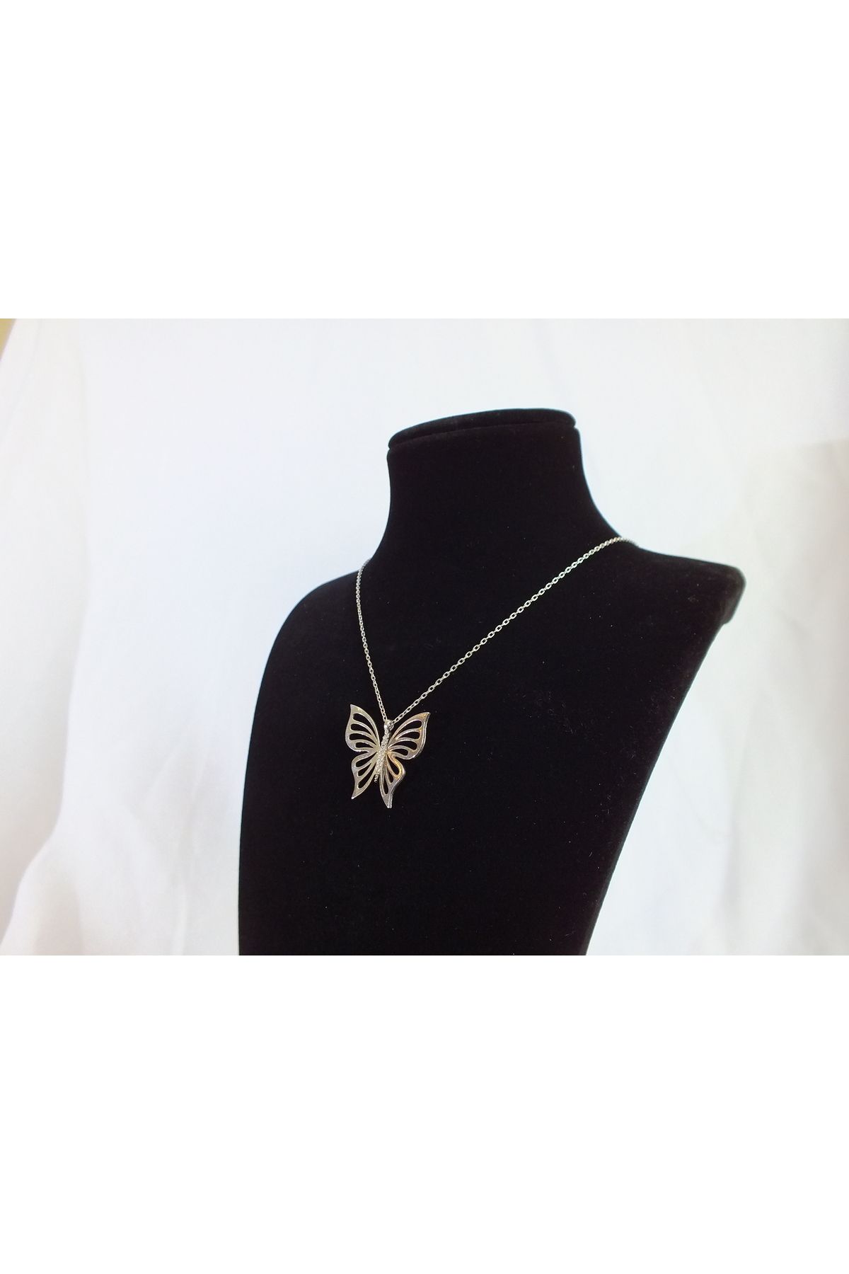 Marmaris Jewellery 925 Ayar Kadın Gümüş Kolye Kelebek Figürlü Hayalet Zincir Zarif Kadın Model
