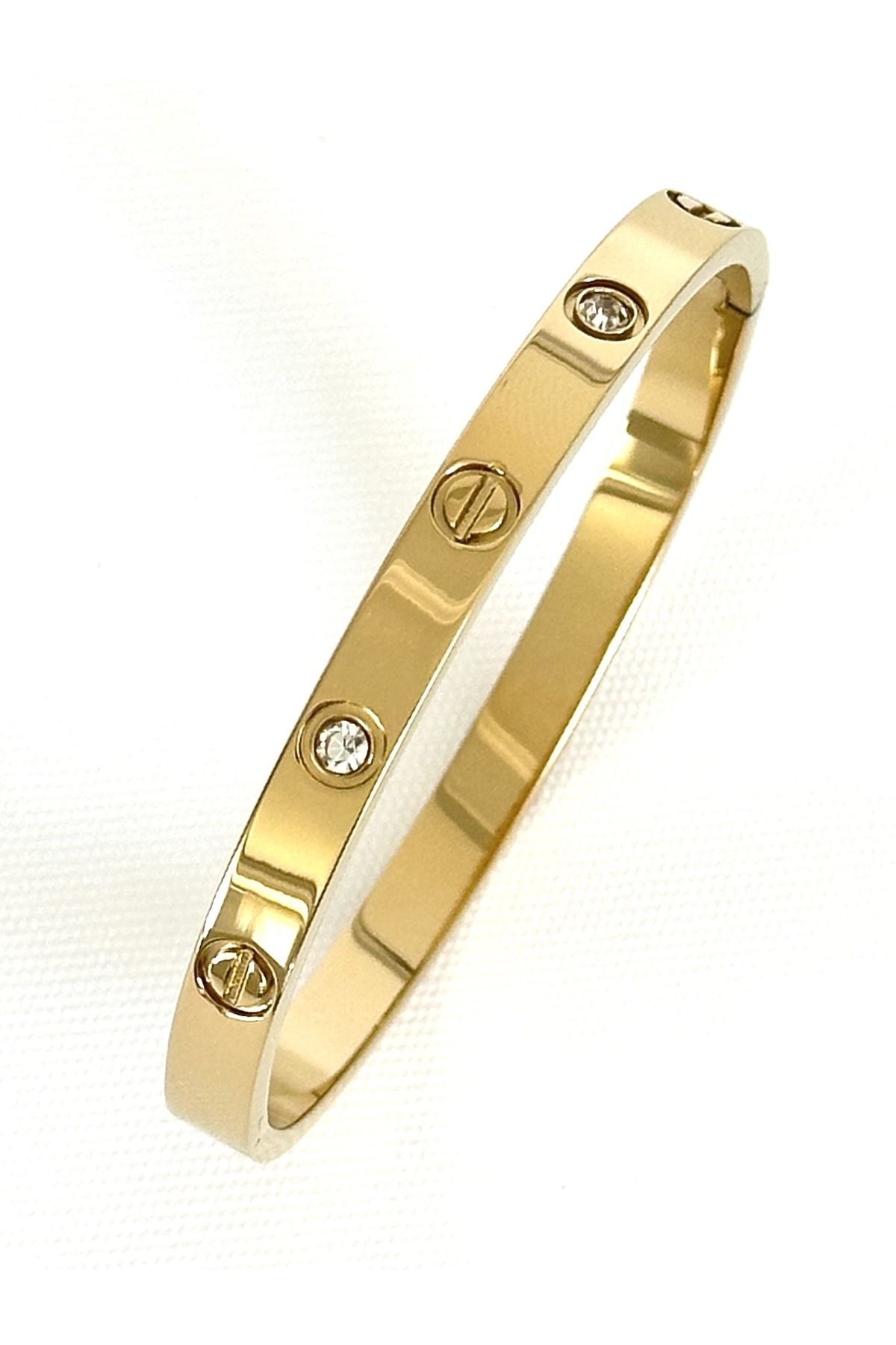 stainles steel Gold Çelik Bilezik Taşlı