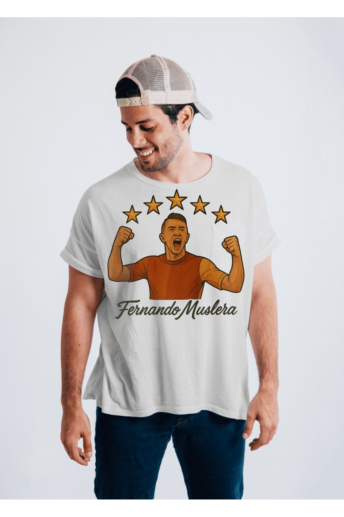 BBbutik G.ala.tasa.ray Fe.rnan.do Mus.lera 5 Yıldız Detaylı Oversize Tshirt