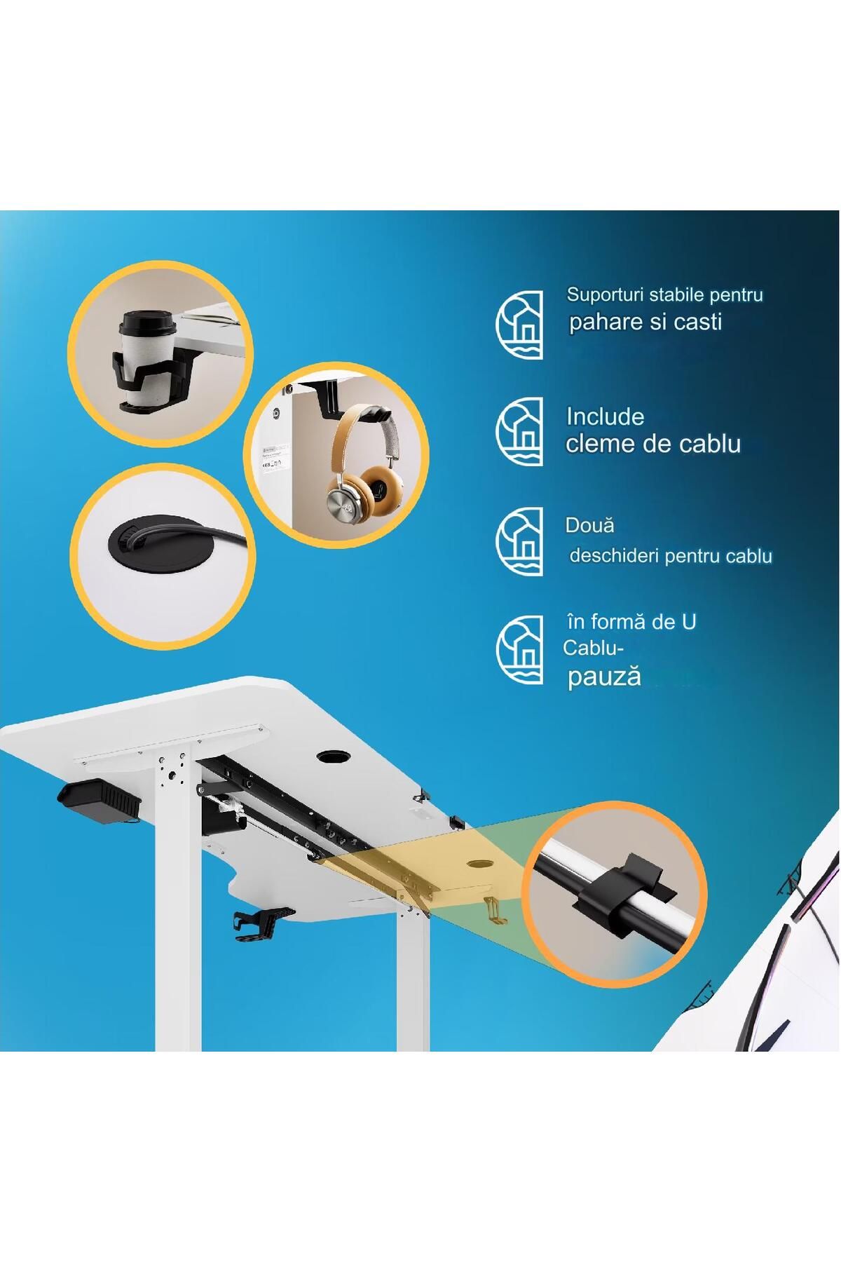 monzana-Casaria Height Adjustable Desk, Top 160x75 cm, Height 73-118 cm, Memory Function, LCD Display 3