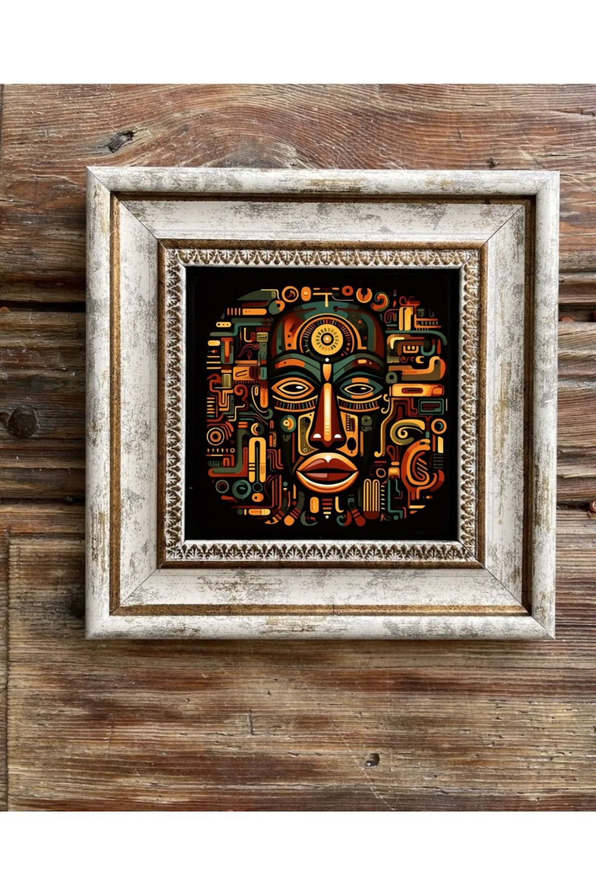 STONEVİVEART Mask Doğal Taş Duvar Tablosu 20x20Cm 3Adet Duvar Dekoru