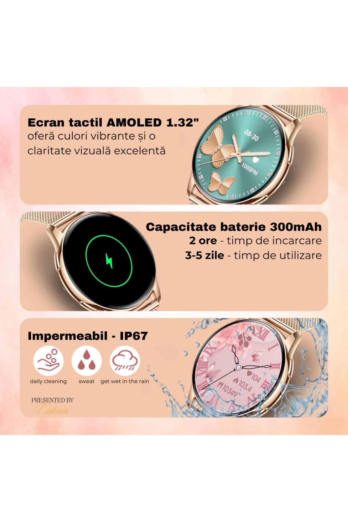 e-Wantay-Smartwatch Y11, Display 1.32", Ip67, Apel Bt, Ai Voice, 100 Sport, 2 Brățări, Android/ios 6