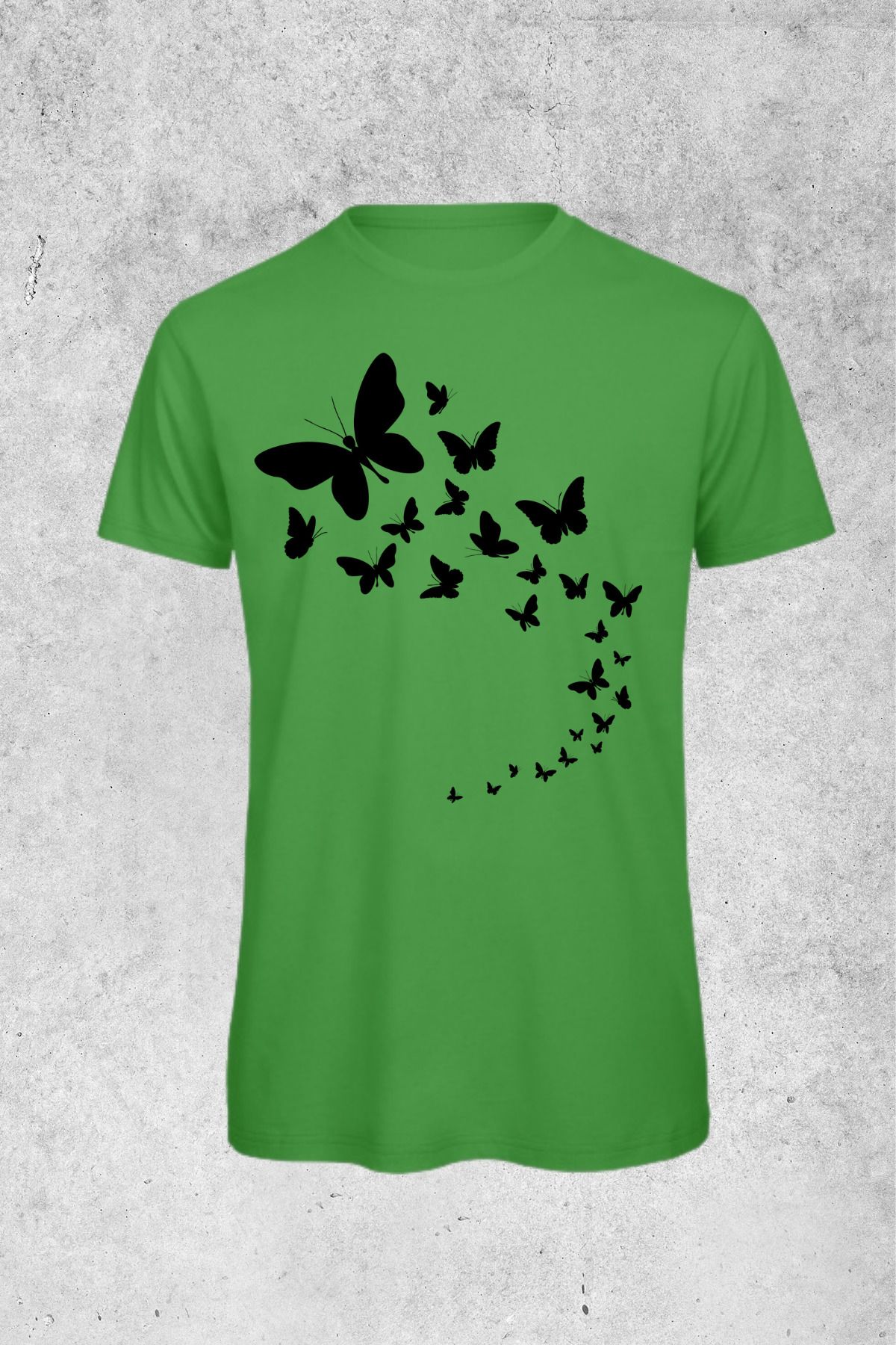 MOLICO Basic unisex sıfır yaka kısa kollu SİYAH KELEBEK baskılı tshirt
