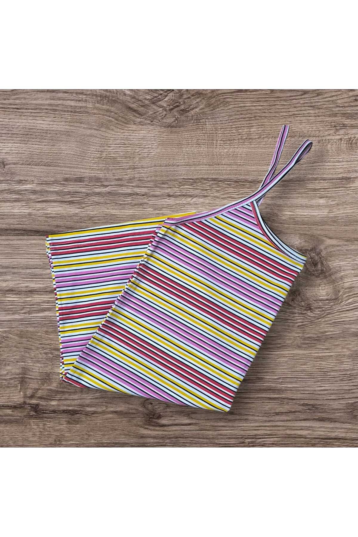 ESTA STORE ince çizgili ip askılı atlet