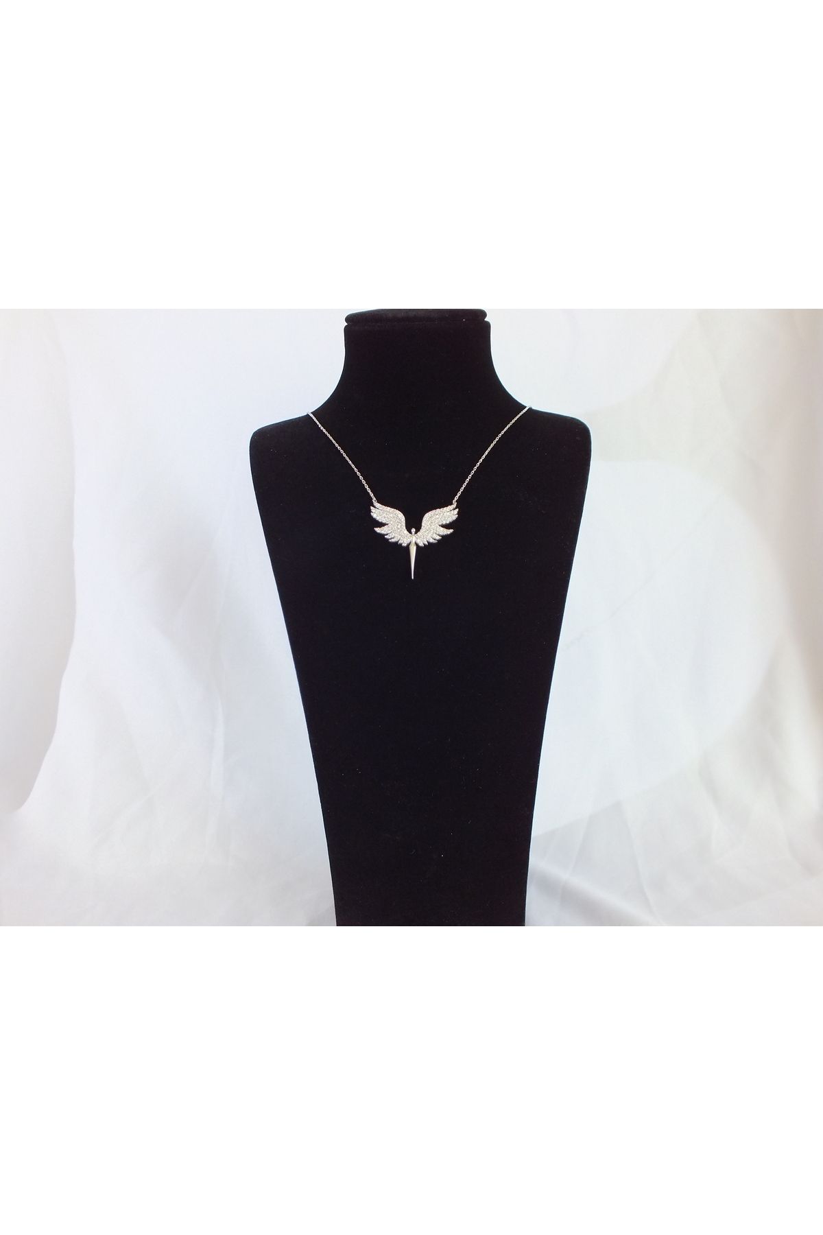 Marmaris Jewellery 925 Ayar Kadın Gümüş Kolye Melek Kanatlı Zarif Hayalet Zincir Modern Model
