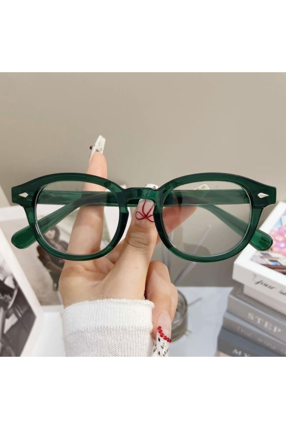 Accessories Vanilla Avenue 2025 Moda Unisex Büyük Çerçeve Yeşil Retro Aksesuar Gözlük