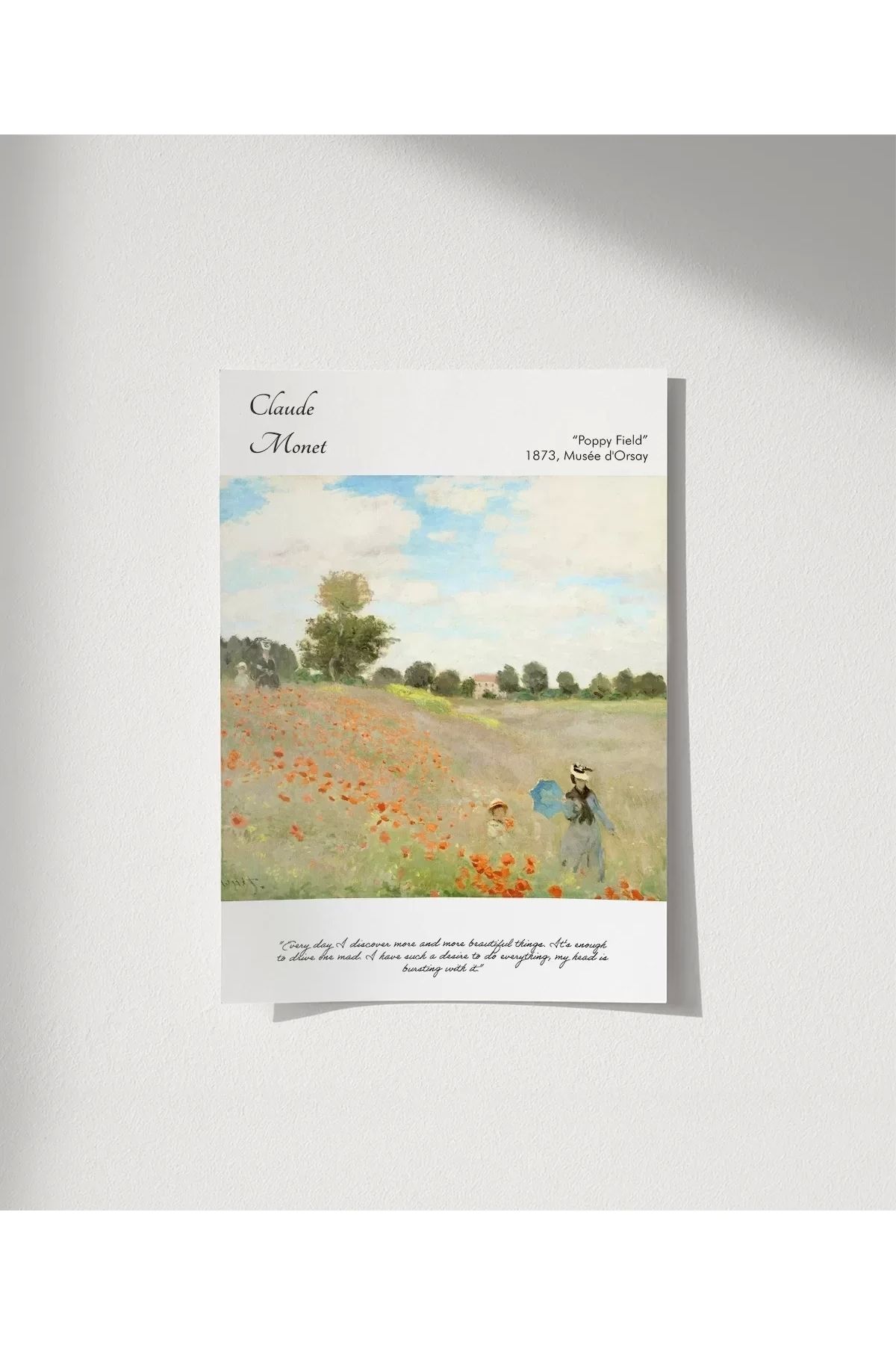 VOGLOO Çerçevesiz Poster Claude Monet Gelincik Tarlası