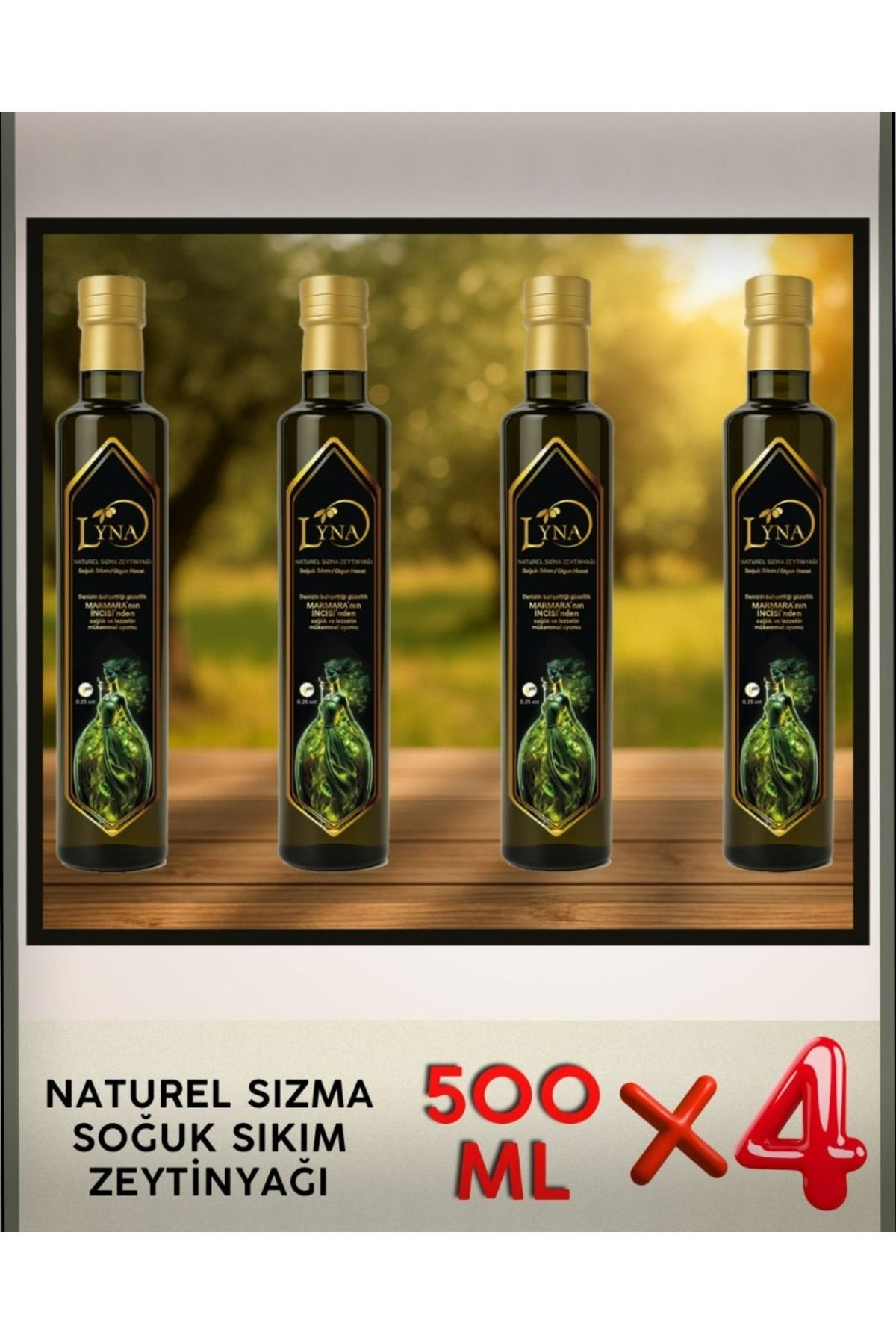 GEMLİK Lyna Naturel Sızma Soğuk Sıkım Zeytinyağı 500 ML 4 ADET