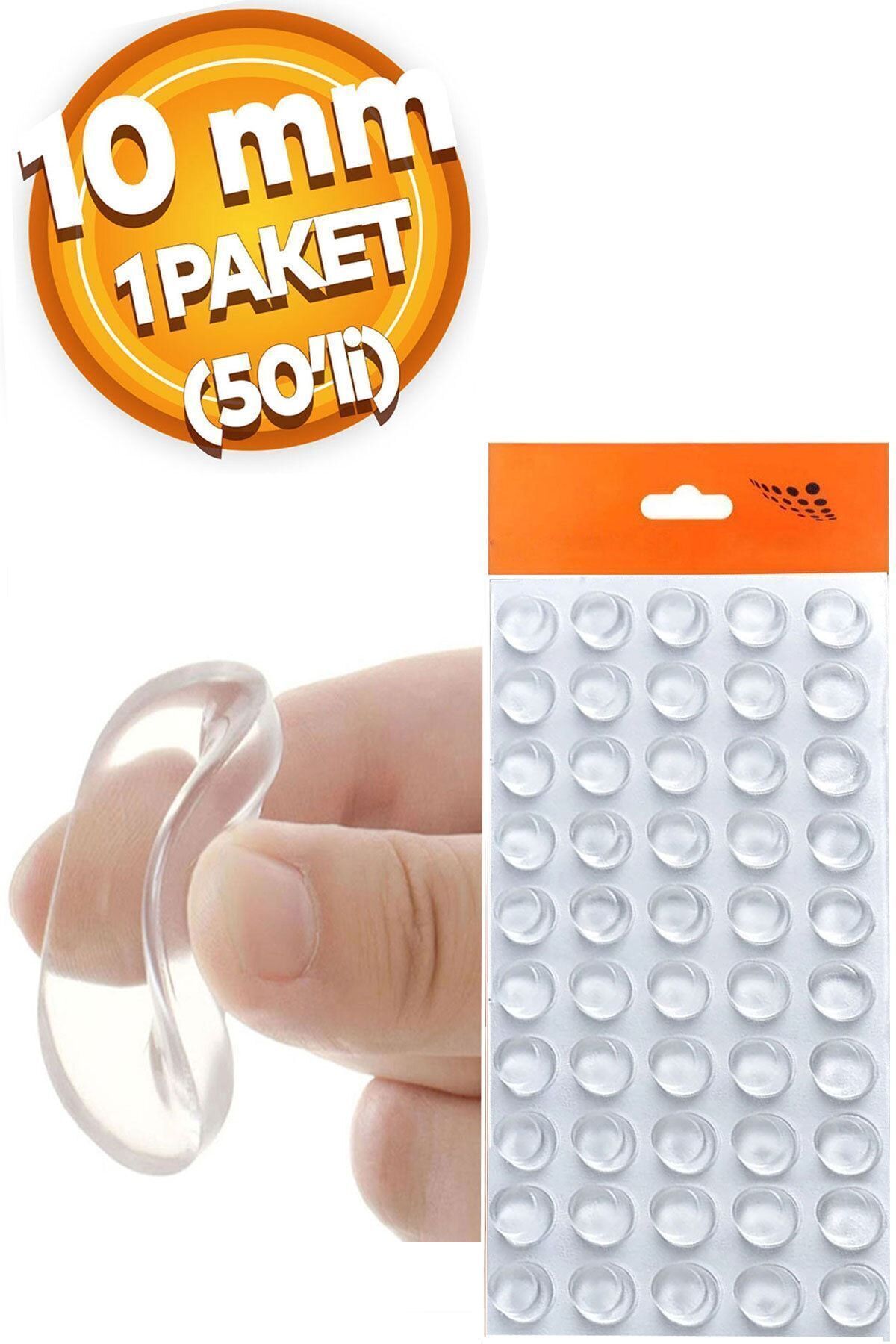 Sucuoğlu Yapışkanlı Mini Silikon Ses Stoperi Çekmece Dolap Kapağı Şeffaf - 10 Mm -50 Adet