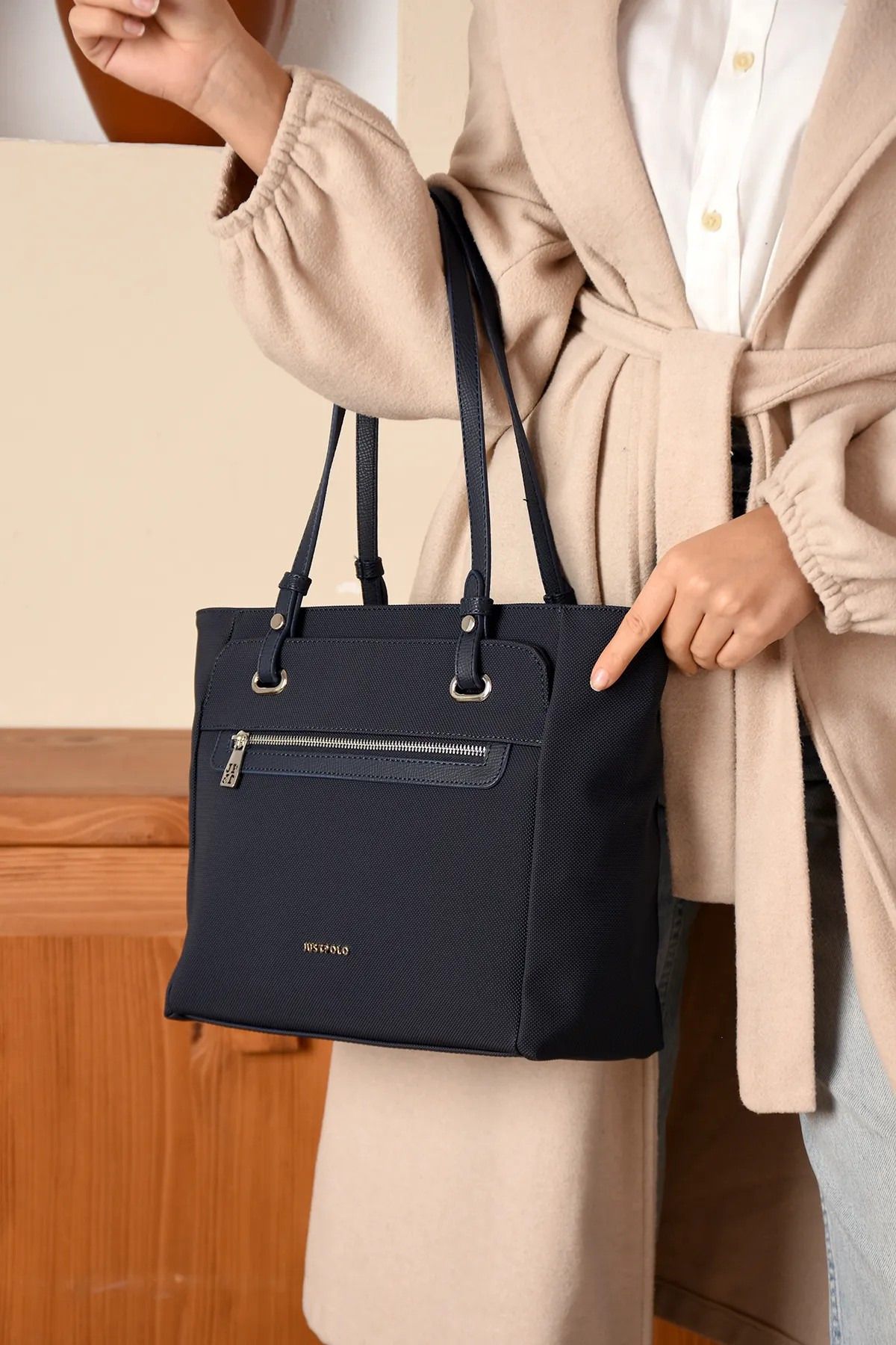 Just Polo Kadın Siyah Camel Büyük Boy El Çantası 346048PC