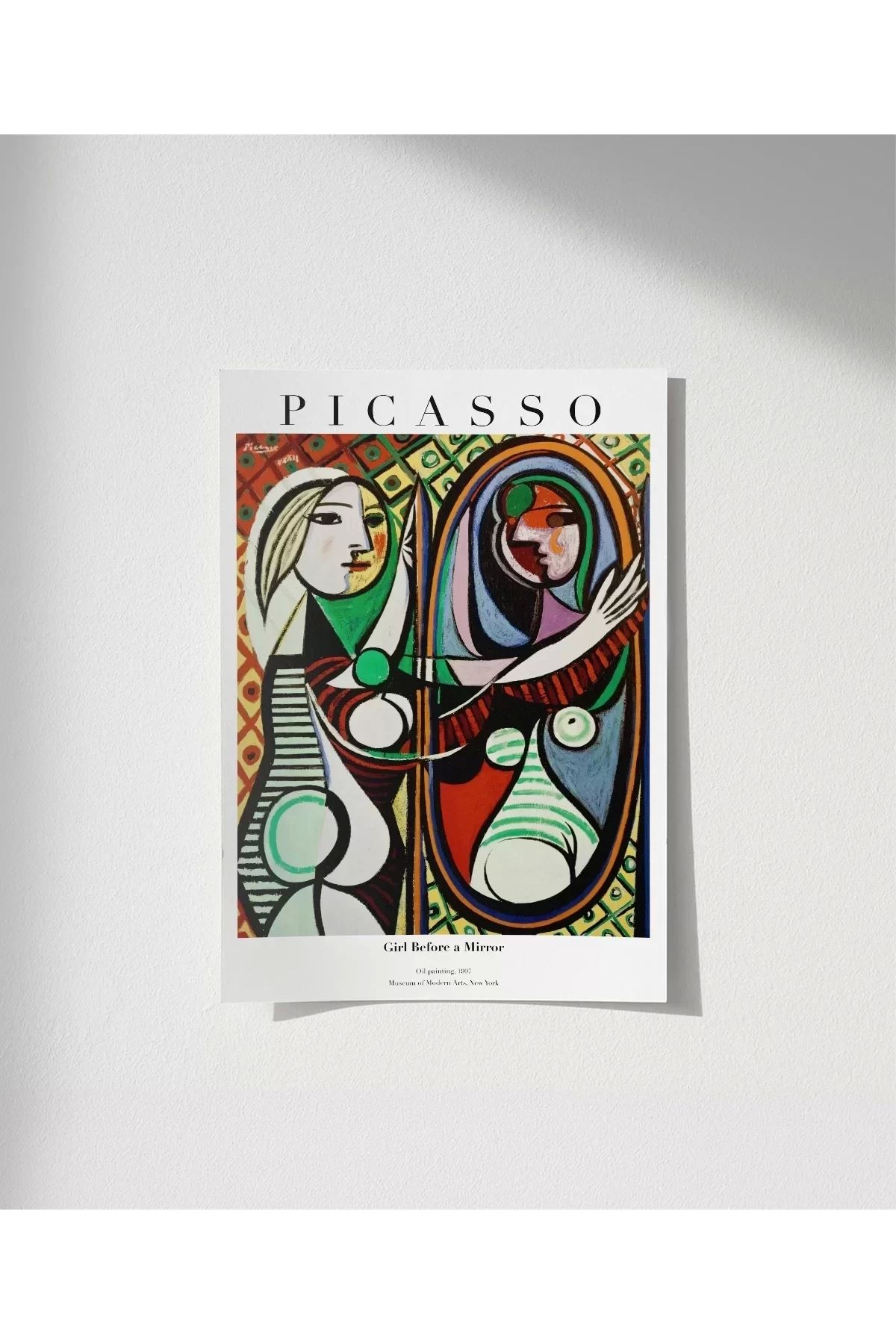 VOGLOO Çerçevesiz Poster Pablo Picasso Ayna Karşısındaki Kız