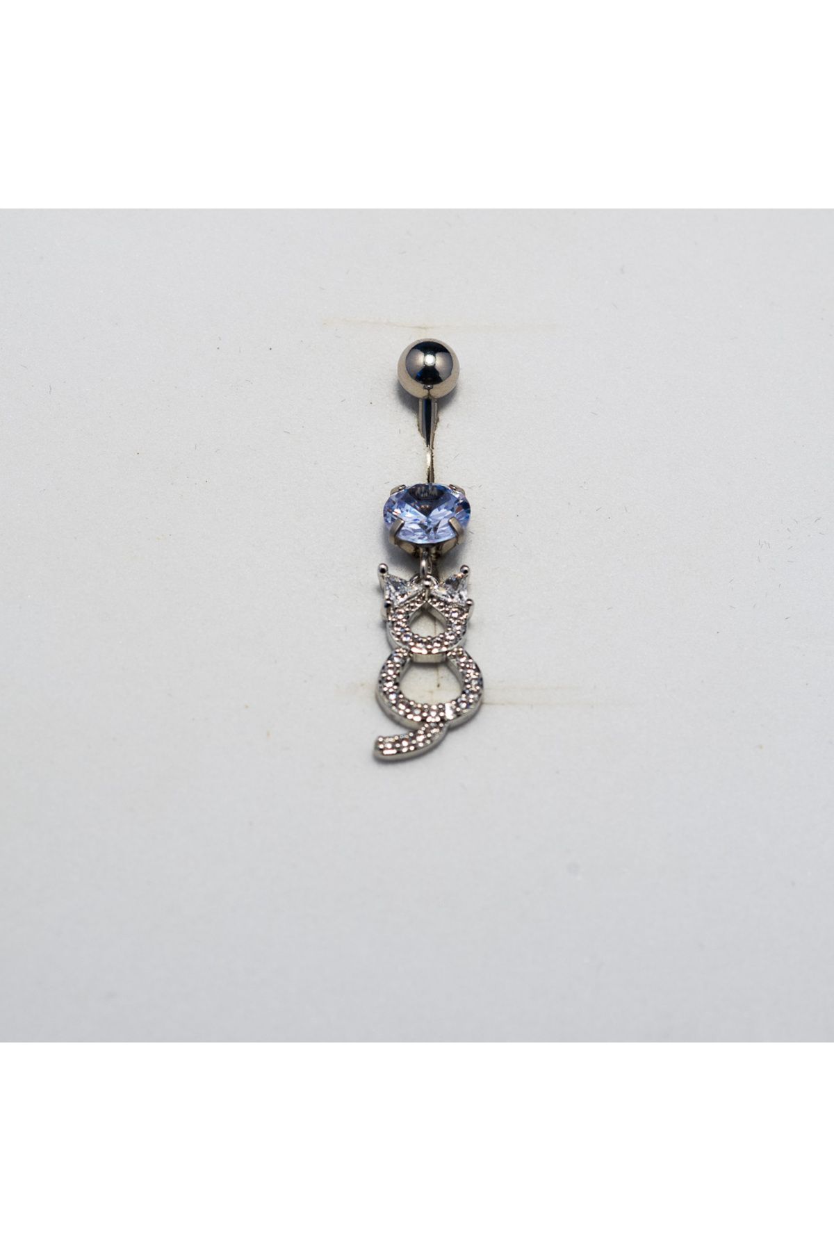 Piercing by Sever KEDİ SALLANTILI CERRAHİ ÇELİK GÖBEK BELLY PIERCING… GÜMÜŞ/SILVER RENKLİ ve ŞEFFAF TAŞLI.