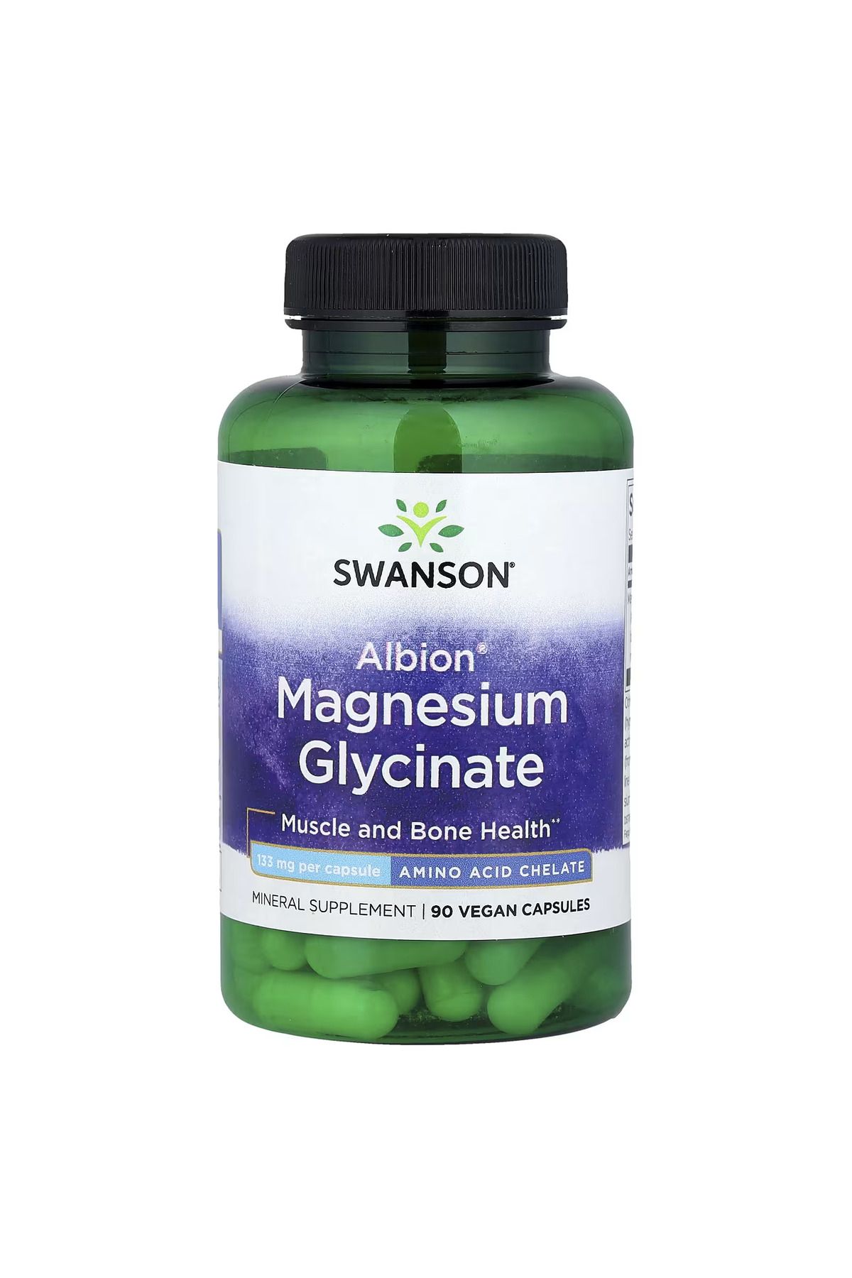 SWANSON , Albion Magnesium(Magnezyum) Glycinate, 133 mg, 90 Vegan Caps