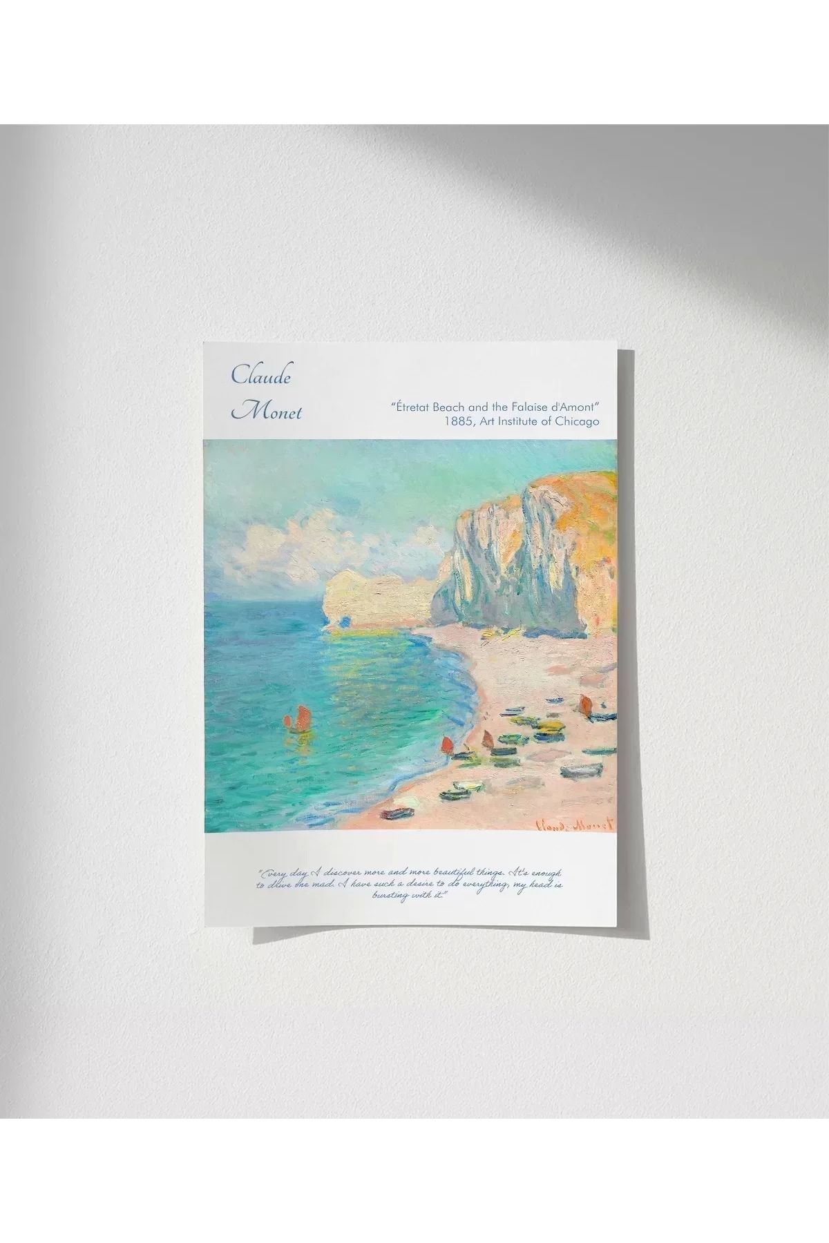 VOGLOO Çerçevesiz Poster Claude Monet Etretat Kumsalı