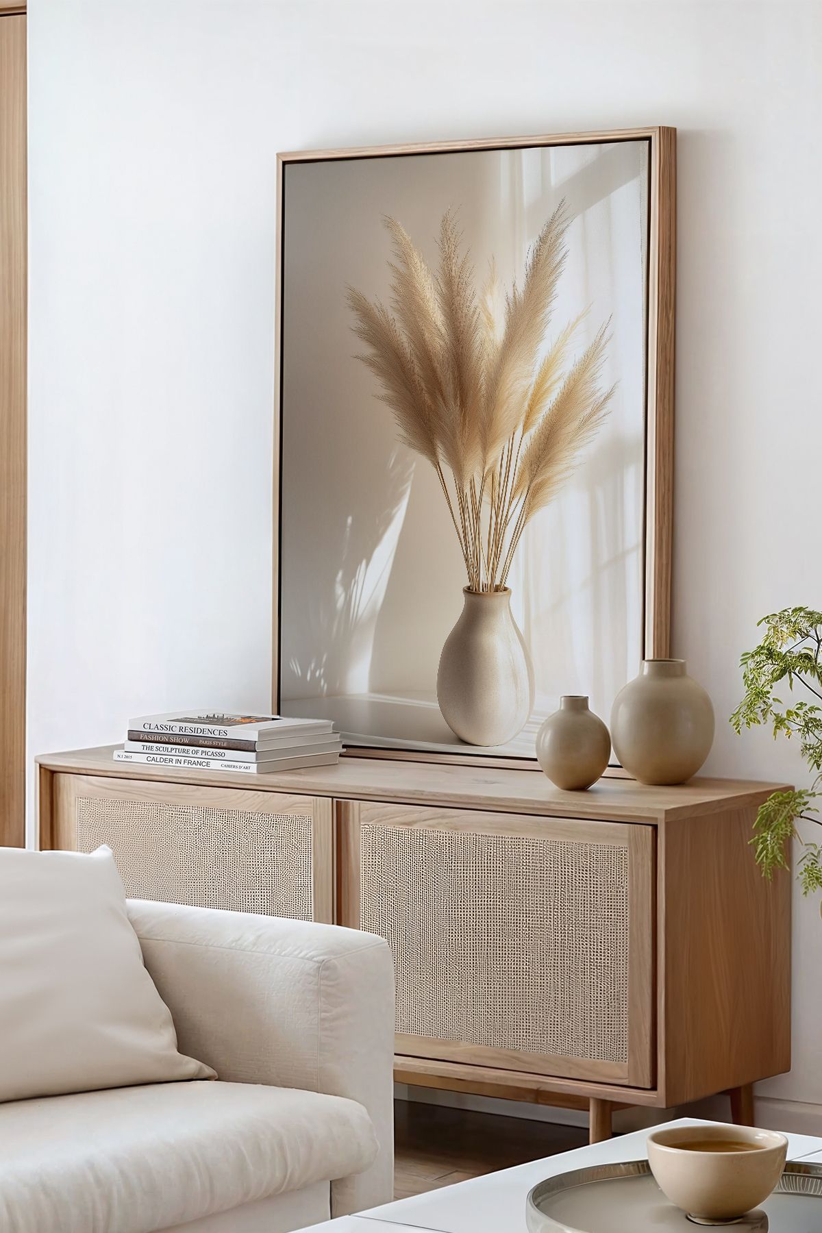 AKSU SANAT Minimalist Vazo, Seramik Vazo, Minimalist ÇERÇEVELİ Kanvas Tablo, ÇİFT ÇERÇEVELİ Tablo 1KTBL3