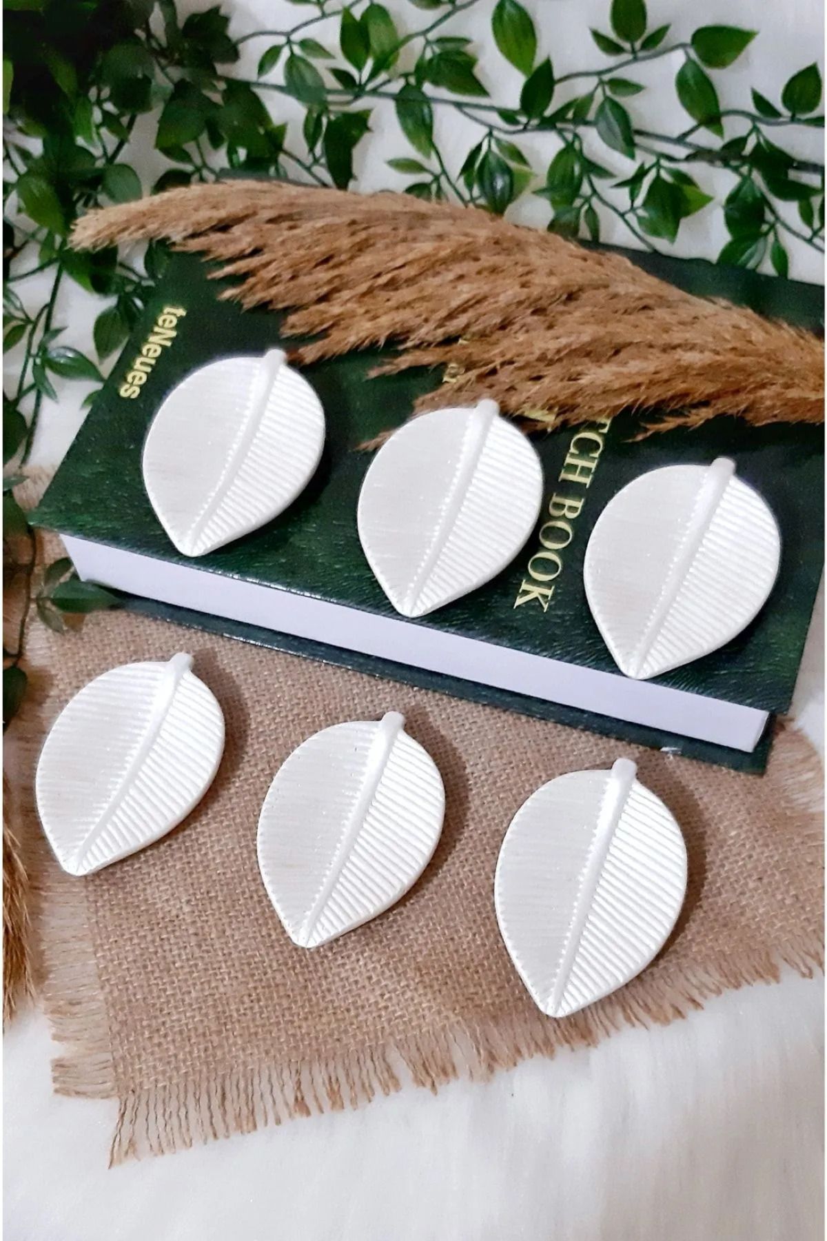 TTH Takatuka Hediyelik 6'lı Kahve Yanı Sunumluk/yaprak Tasarımlı Drajelik/Lokumluk 10x7 CM