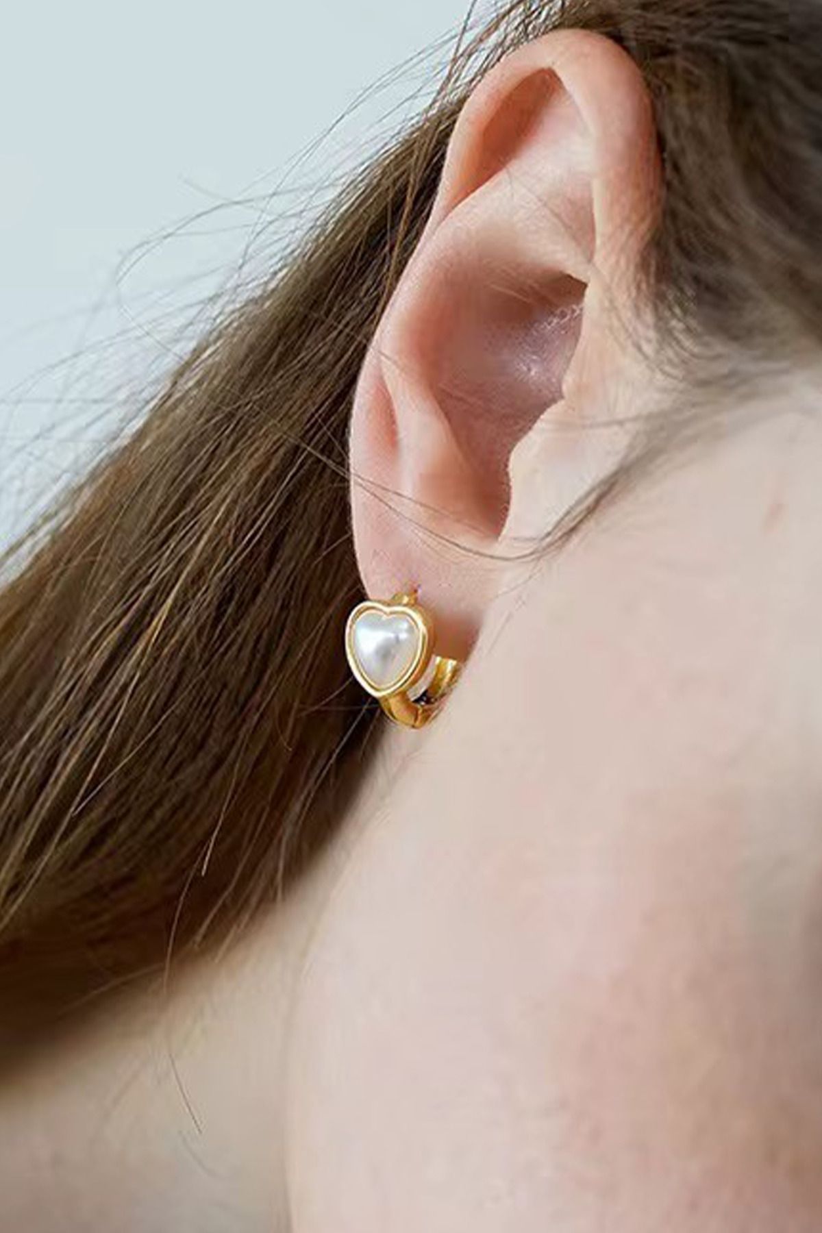 laria jewelry İnci Kalpli Halka Küpe