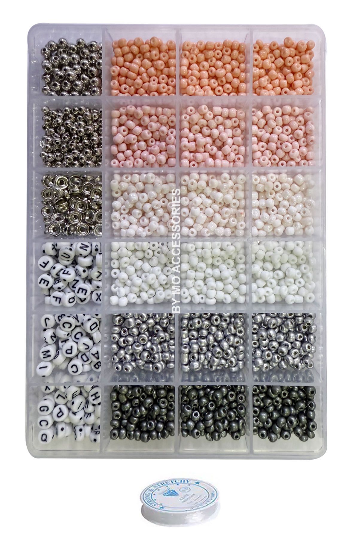 By MO Accessories Yeni Sezon Yaz Renklerinde Kum Harf ve Ara Aparat Boncuklarla Takı Yapım Seti