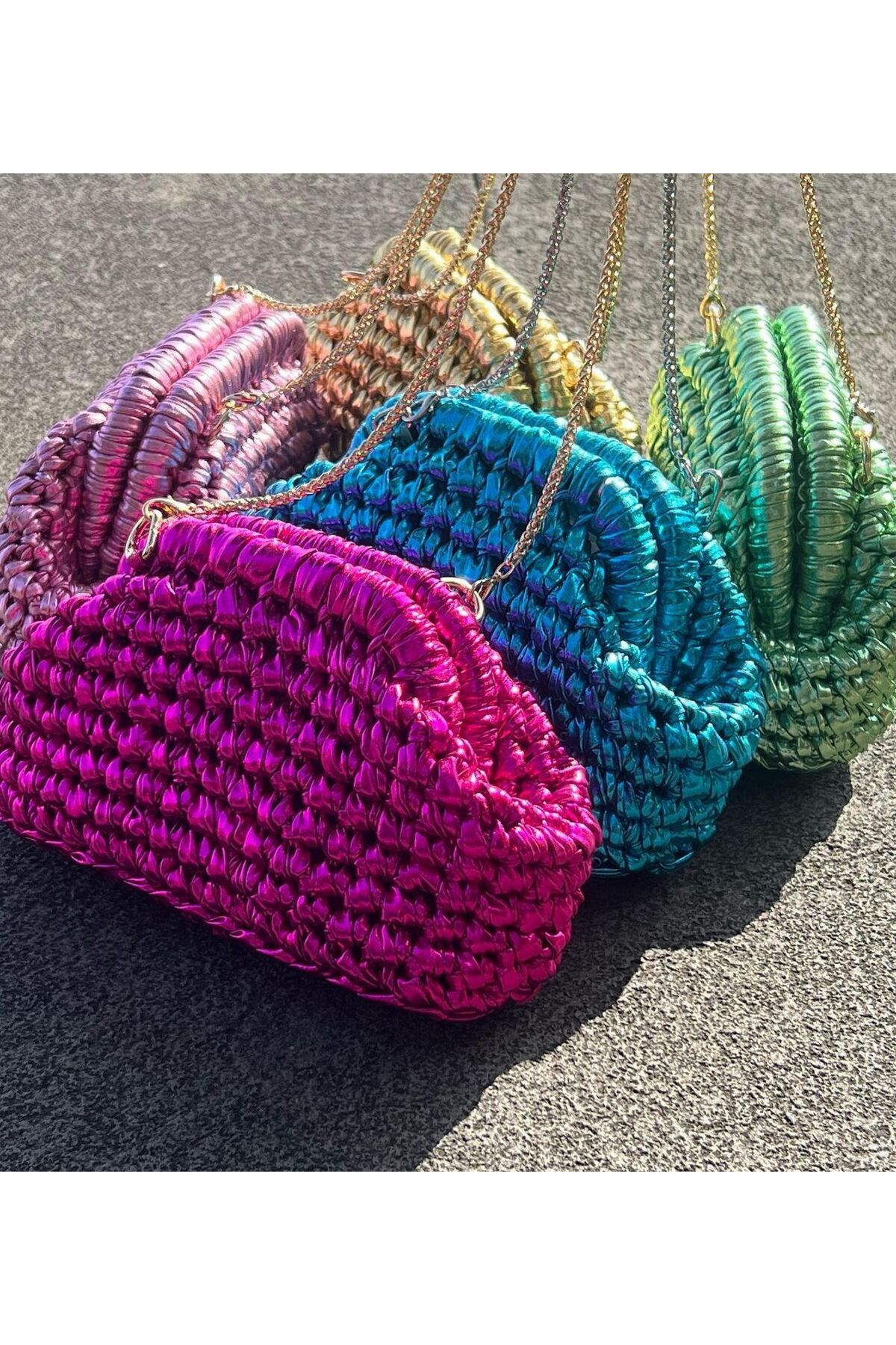 comfychic Metalic Glitter Deri Kadın Omuz Çantası & Clutch Çantaorta boy EL İŞÇİLİĞİ İLE ÖZEL ÜRETİM