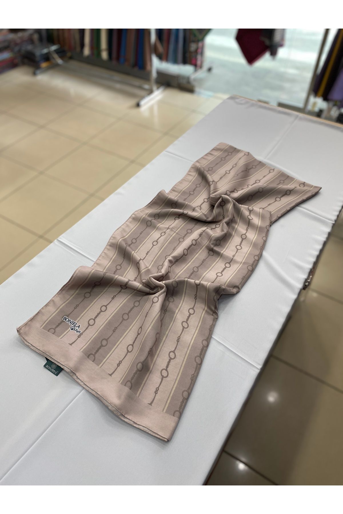 Bonjela Zincir Desen Pamuklu Soft Şal