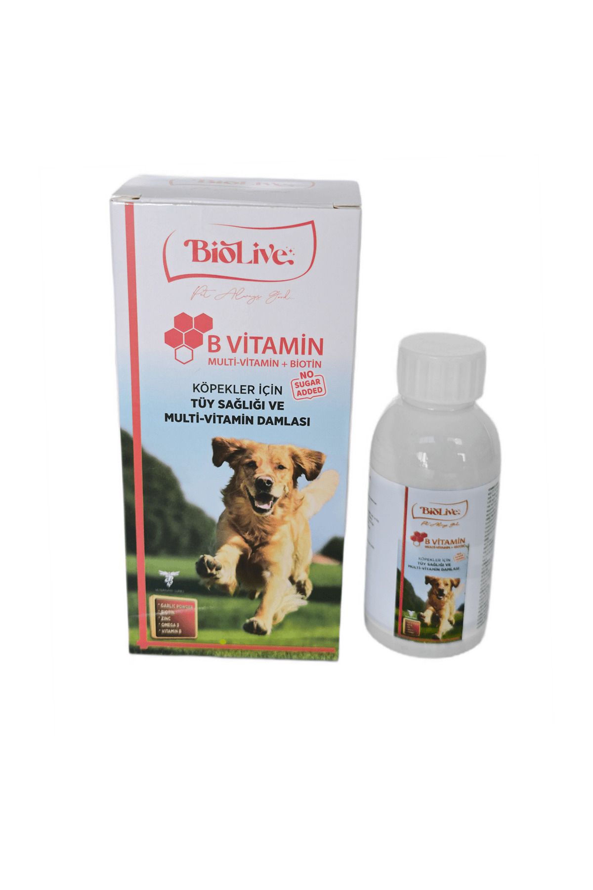 melfxxl eticaret Biolive Köpekler İçin B Vitamin+Multivitamin Tüy Sağlığı Likit Vitamin 100ml