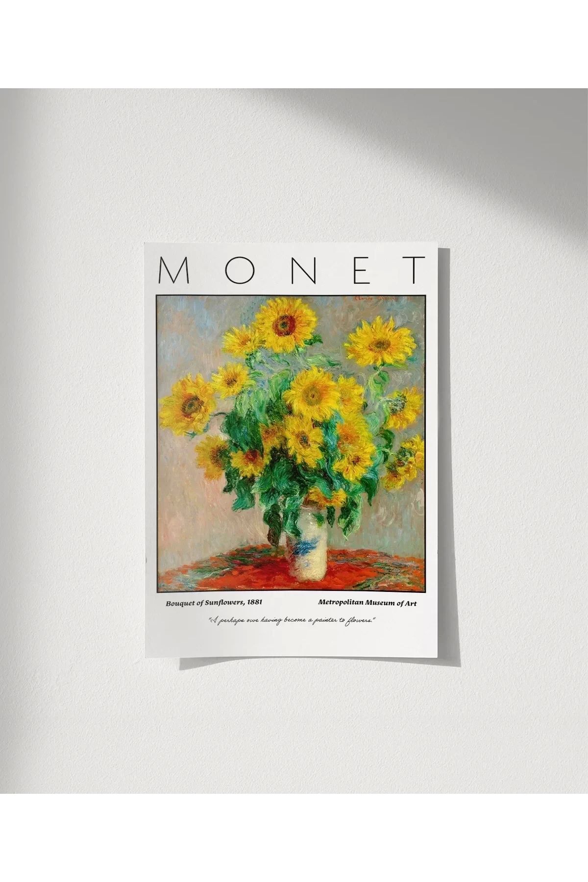 VOGLOO Çerçevesiz Poster Claude Monet Ayçiçeği Buketi