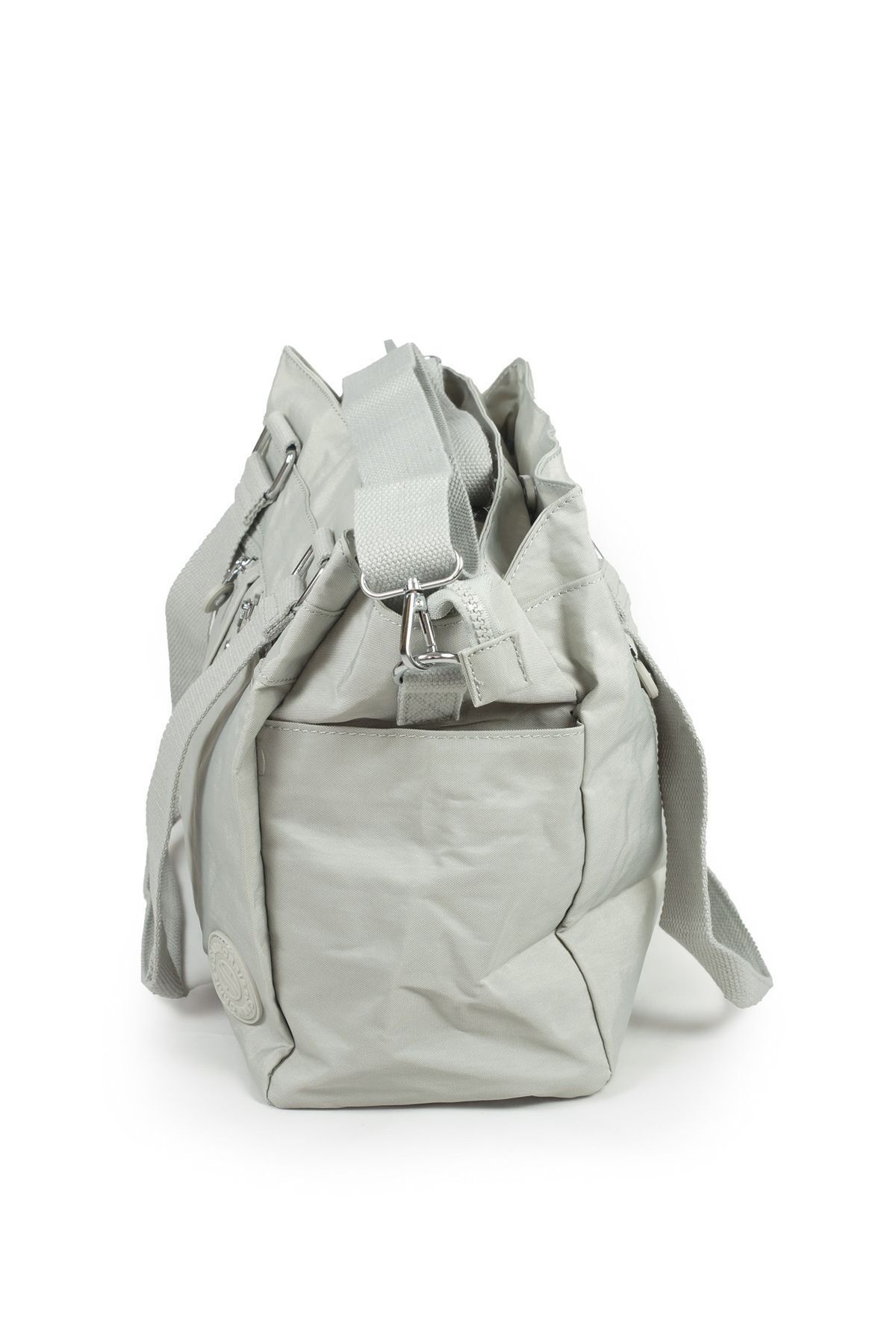 İMAKS-Large Size Gray 3026 Model Waterproof Crossbody Crinkle/Clinker Bag with Hand and Shoulder Arm Function 5