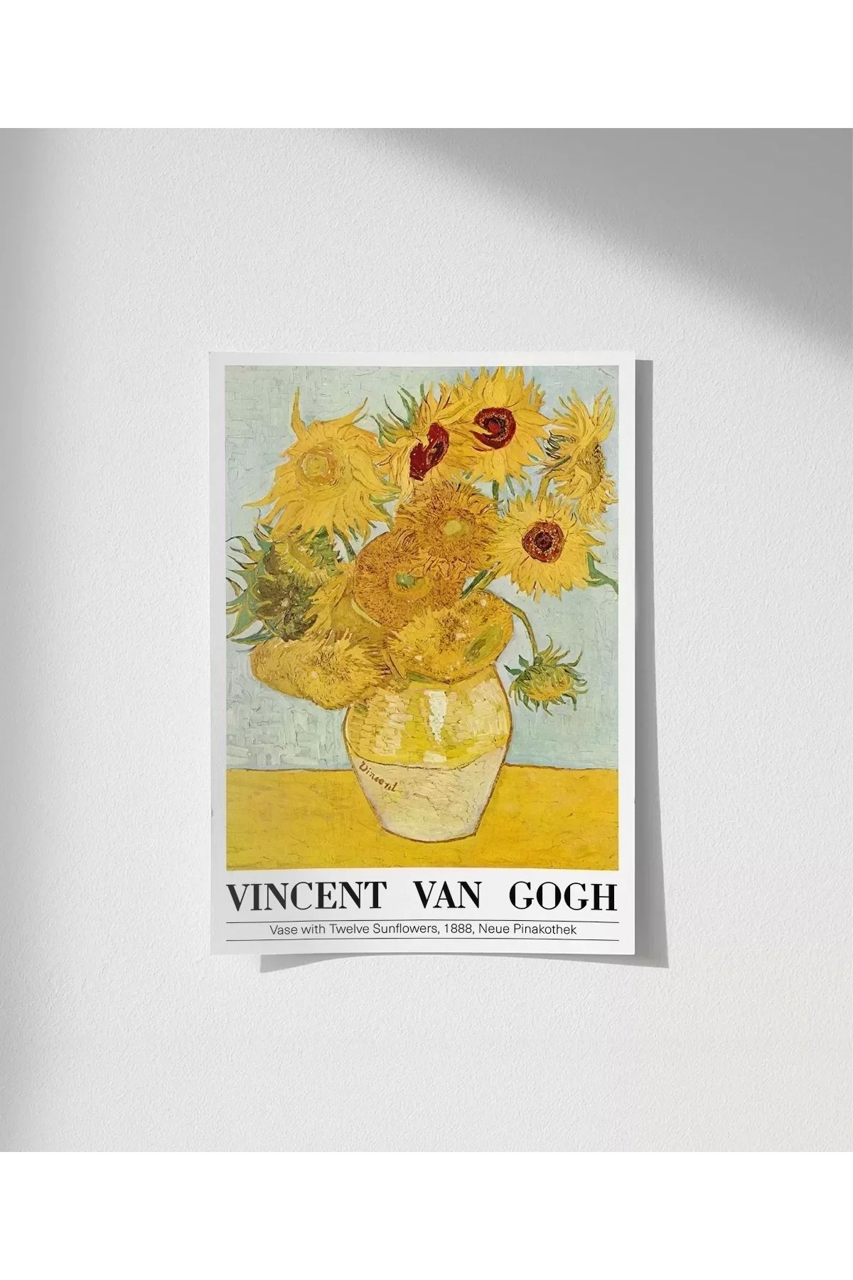 VOGLOO Çerçevesiz Poster Vincent Van Gogh On İki Ayçiçekli Vazo