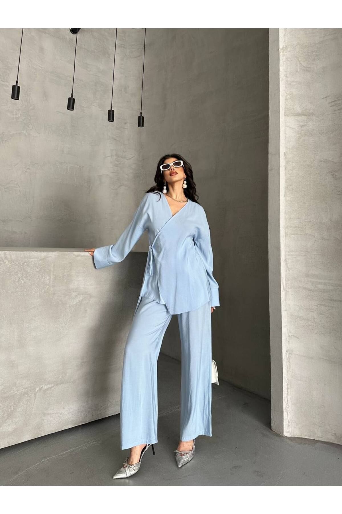 Castivo Fashion Drapeli Bağlamalı V Yaka Takım