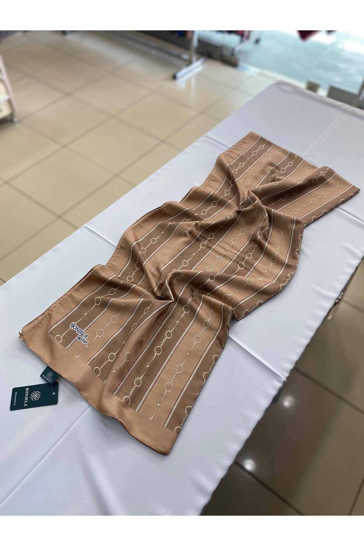 Bonjela Zincir Desen Pamuklu Soft Şal