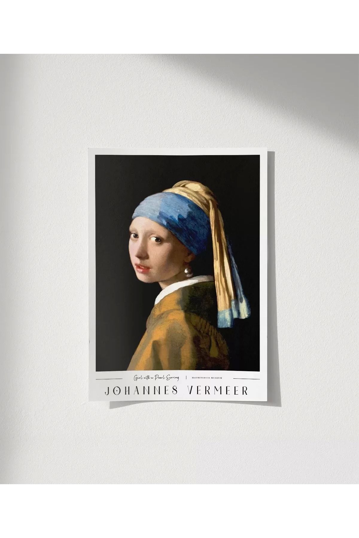 VOGLOO Çerçevesiz Poster Johannes Vermeer İnci Küpeli Kız