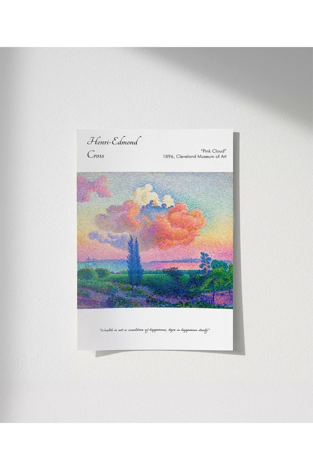 VOGLOO Çerçevesiz Poster Henri-Edmond Cross Pembe Bulut