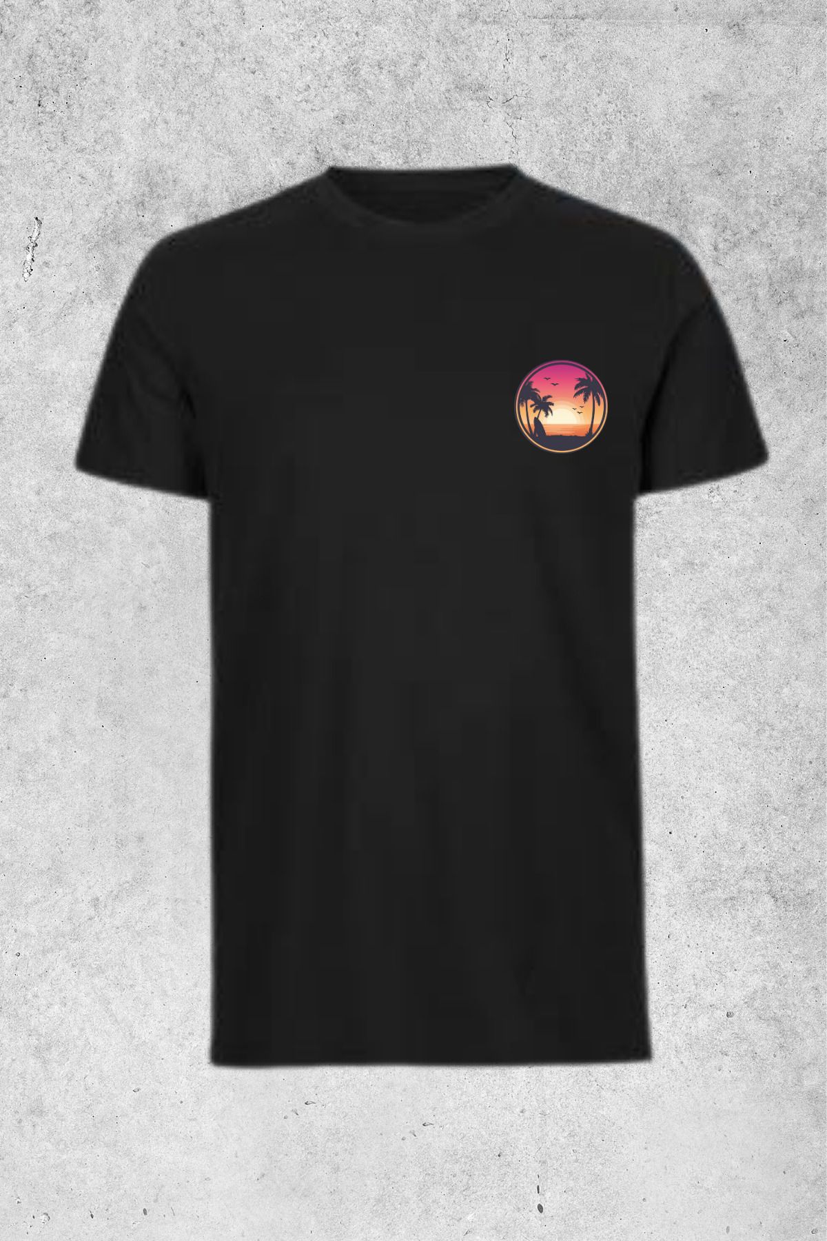 MOLICO Basic unisex sıfır yaka kısa kollu PALMİYE baskılı tshirt
