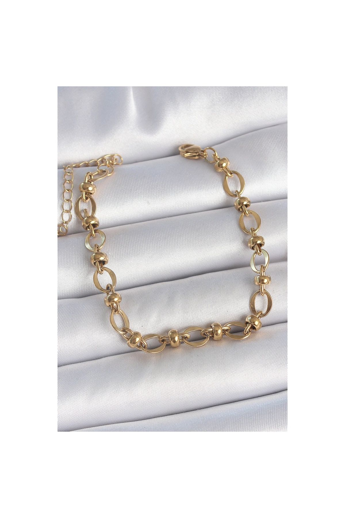 Ayder Timya 316l Çelik Gold Renk Topçuk Halka Zincir Model Kadın Bileklik - Tj-bb6939