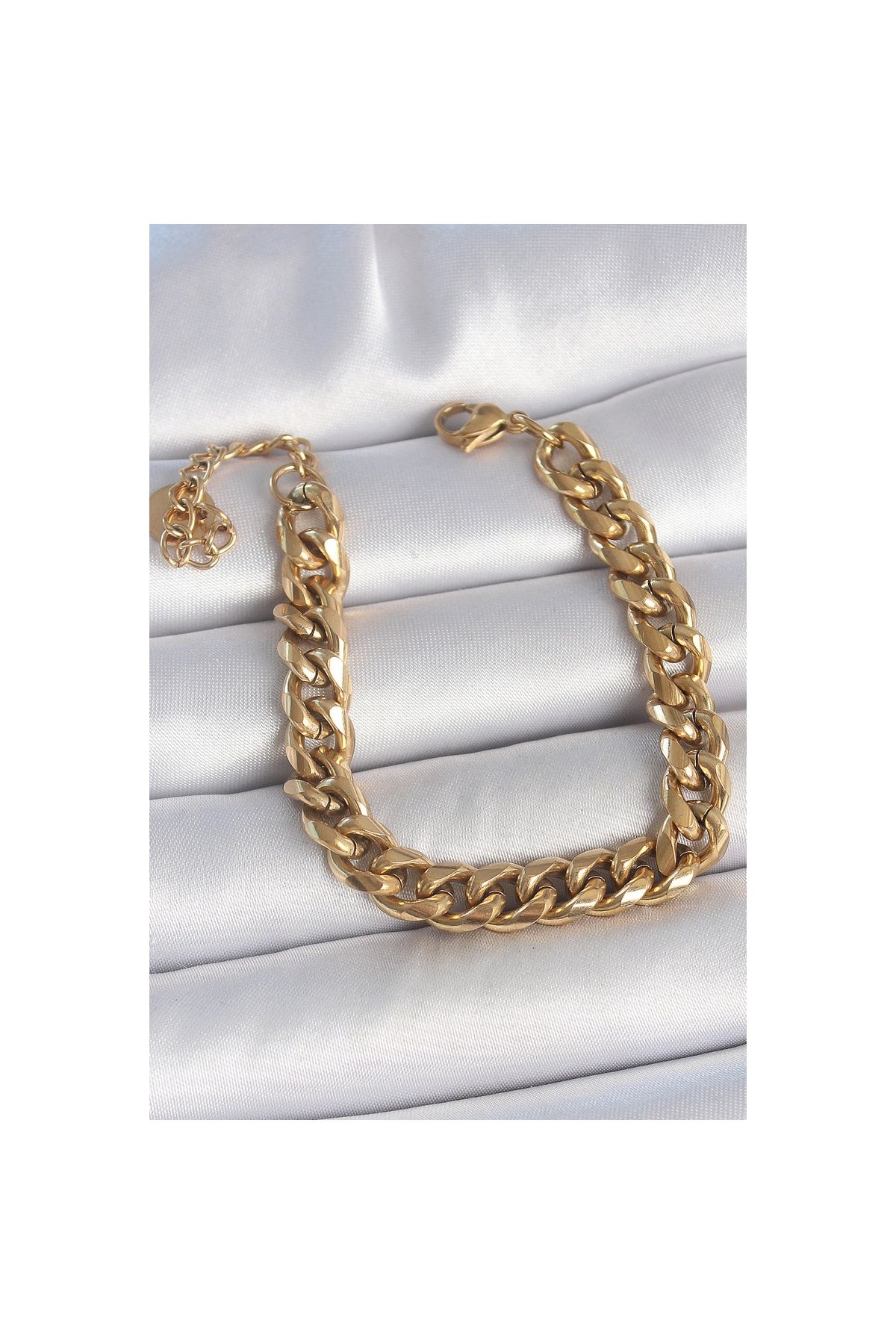 Ayder Timya 316l Çelik Gold Renk Kalın Zincir Model Kadın Bileklik - Tj-bb6938