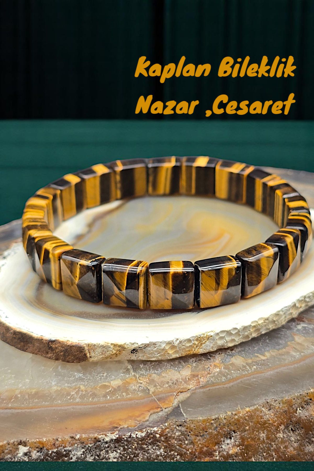 NBS Beautiful Naturel Stones Kaplan Gözü Doğal Taş Bileklik Unisex ( Çok Kaliteli AA ) ( Günlük , Klasik ,Hediyelik ) Trend